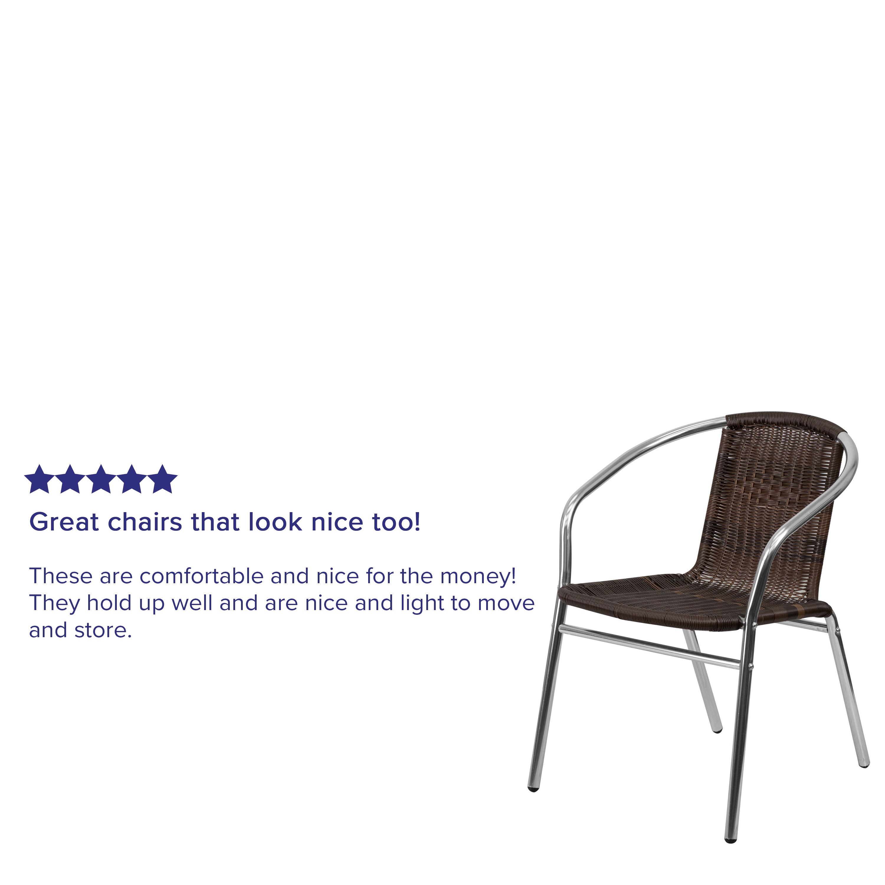 Lila Commercial Aluminum and Dark Brown Rattan Indoor-Outdoor Restaurant Stack Chair