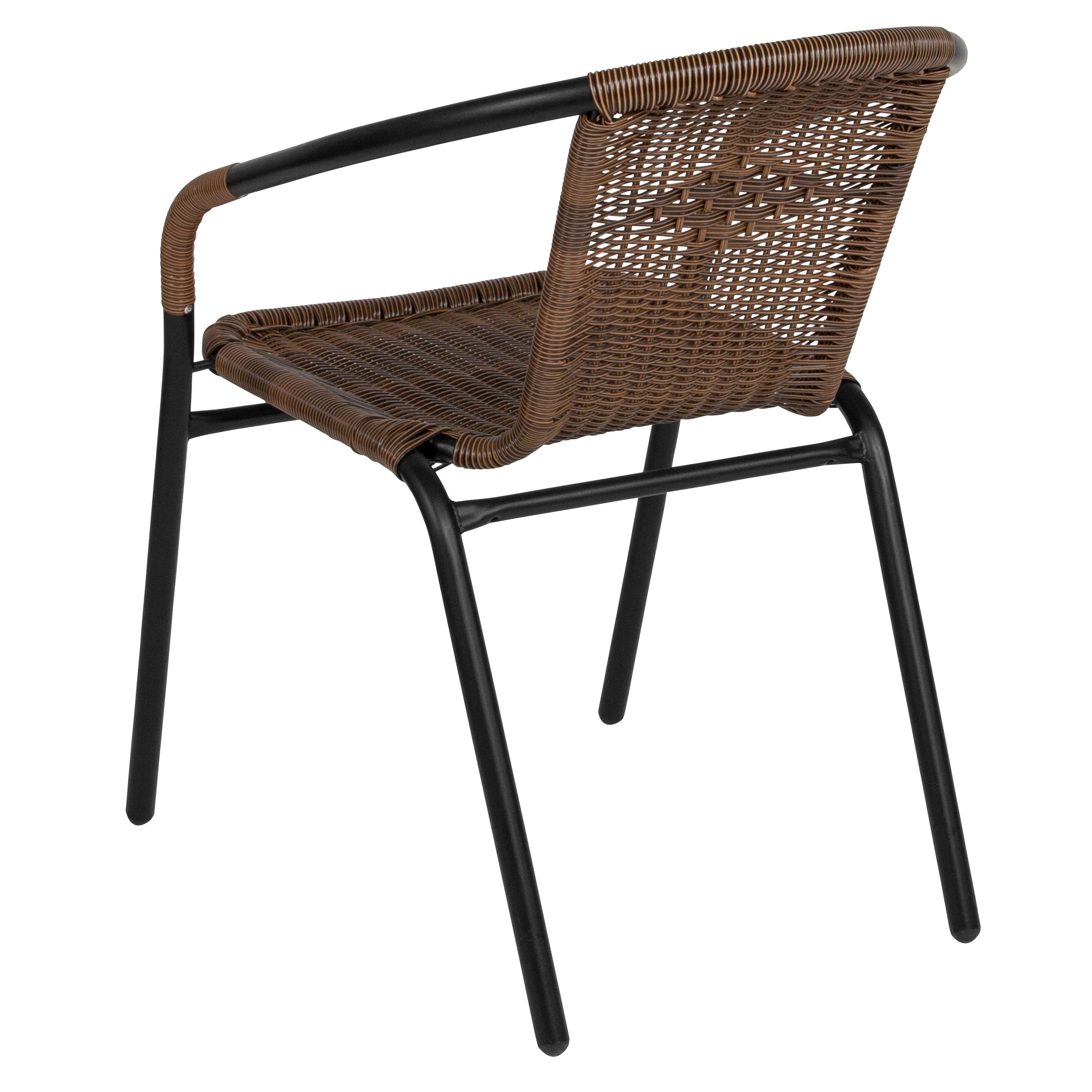 Lila Set of 2 Commercial Grade Medium Brown Rattan Indoor-Outdoor Restaurant Stack Chairs