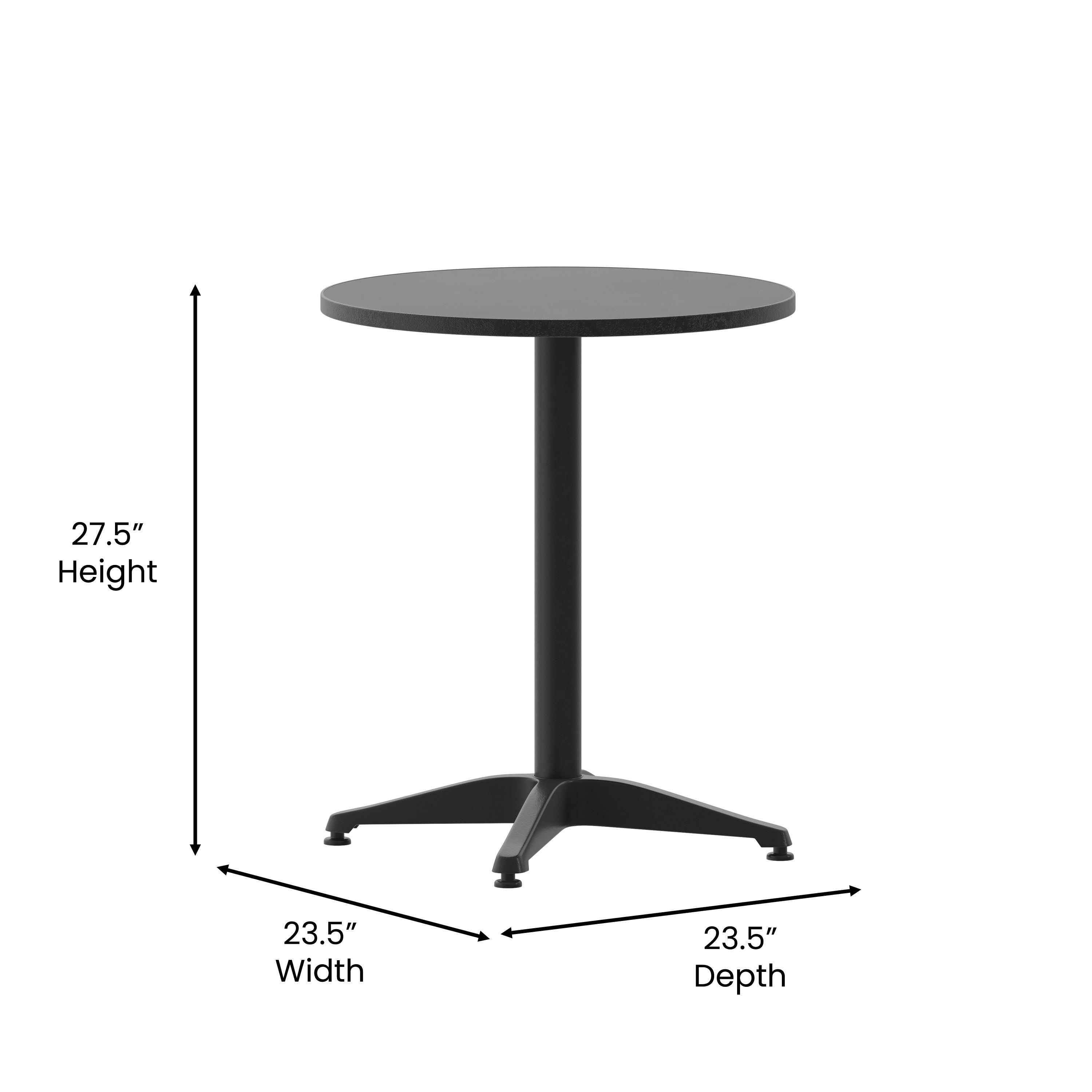 Mellie 23.5'' Black Round Metal Indoor-Outdoor Table with Base