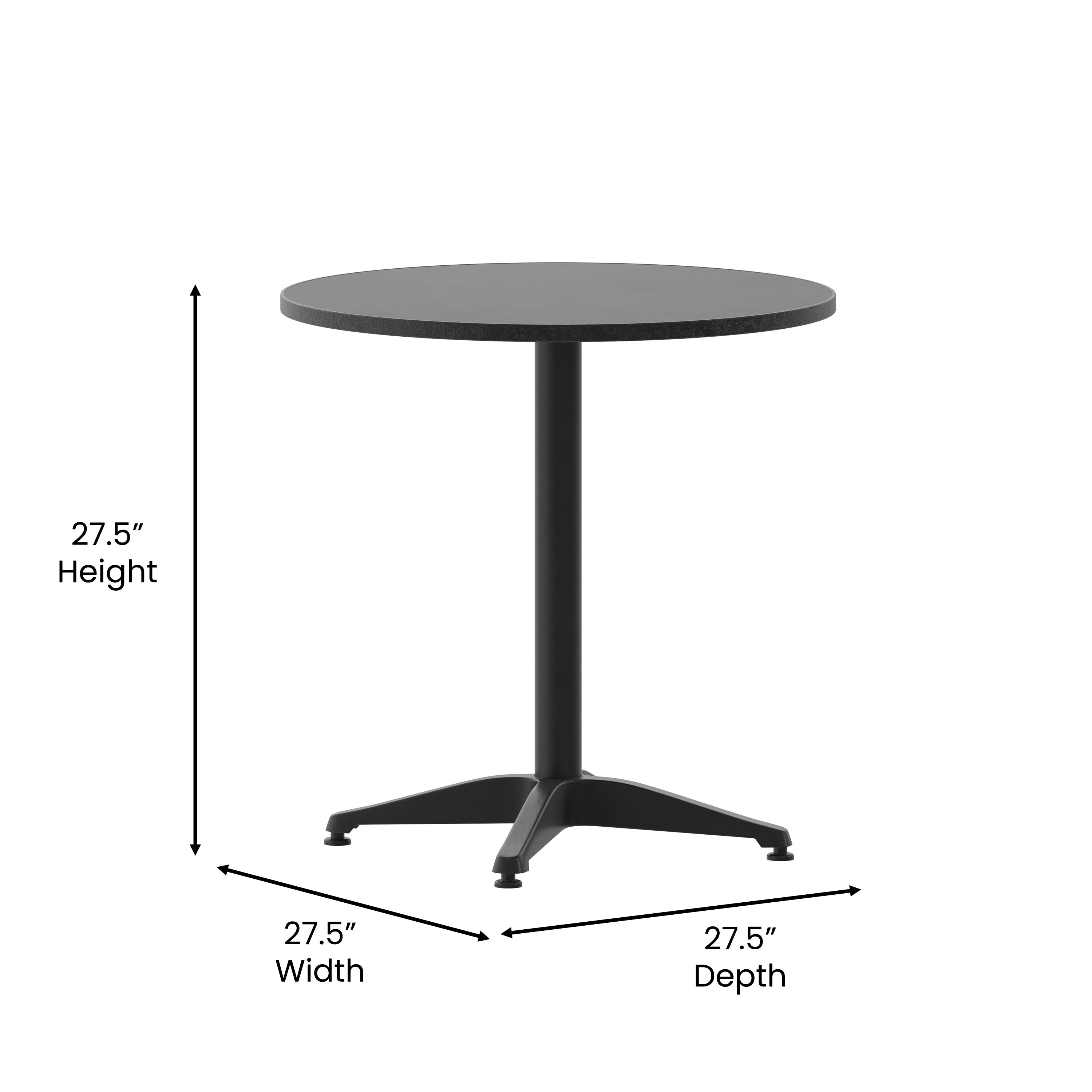 Mellie 27.5'' Black Round Metal Indoor-Outdoor Table with Base