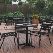 Mellie 27.5'' Black Round Metal Indoor-Outdoor Table with Base