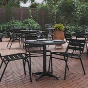 Mellie 31.5'' Black Round Metal Indoor-Outdoor Table with Base