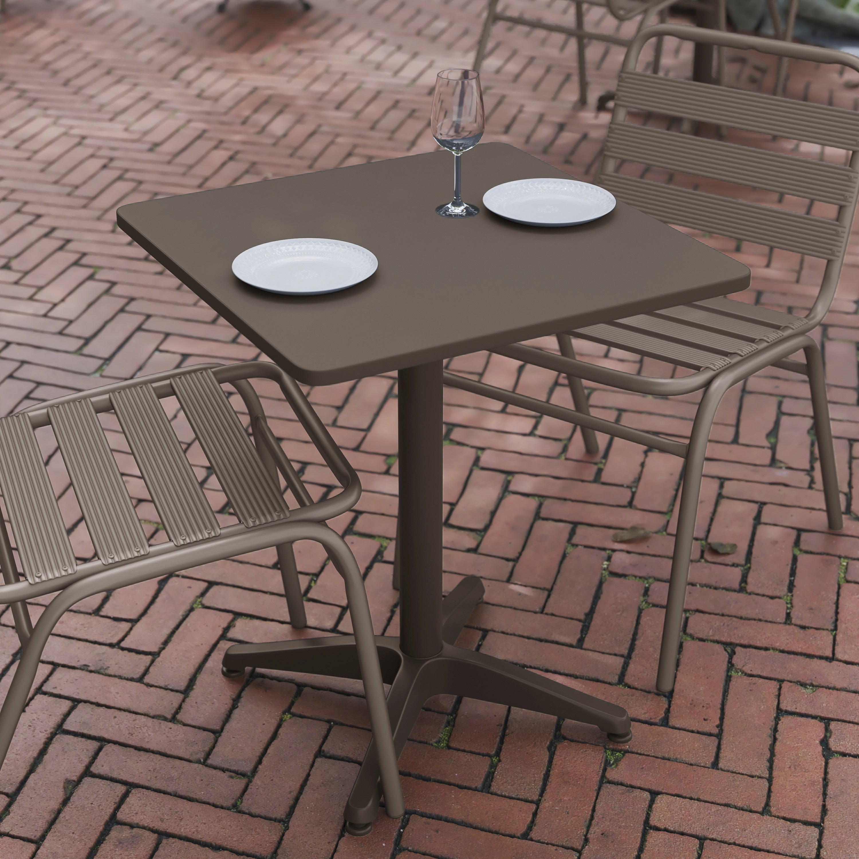 Mellie 23.5'' Bronze Square Metal Indoor-Outdoor Table with Base