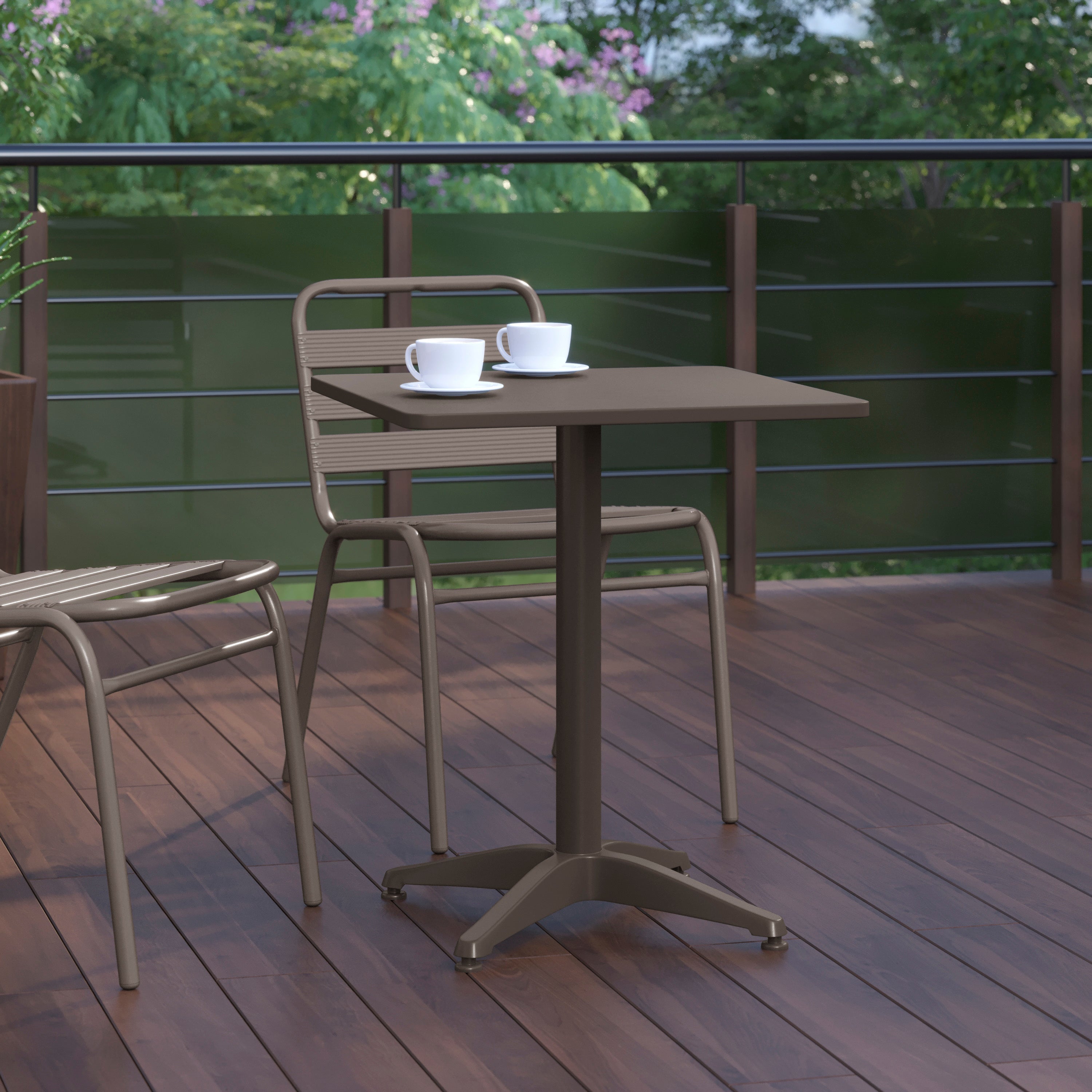 Mellie 23.5'' Bronze Square Metal Indoor-Outdoor Table with Base
