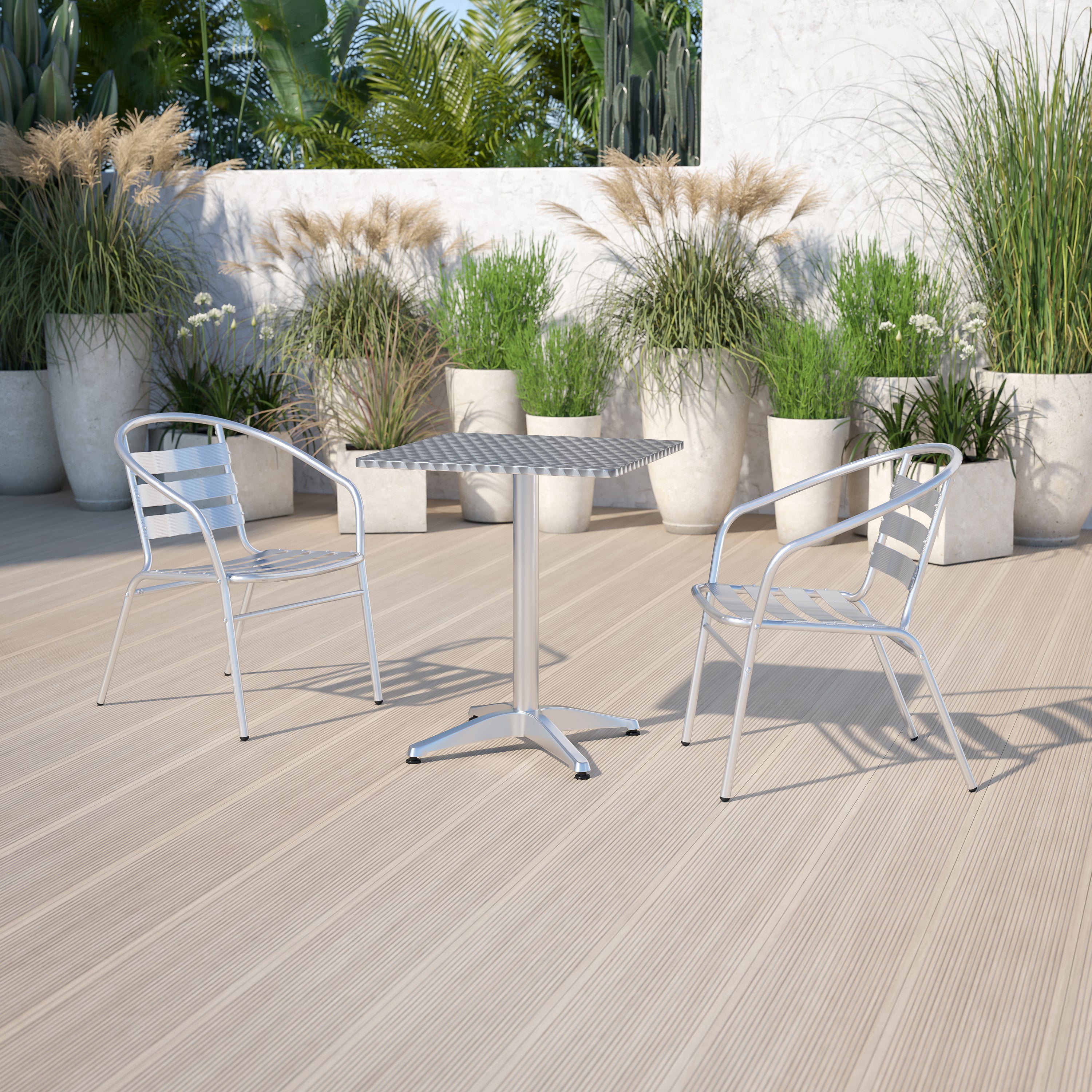 Mellie 23.5'' Square Aluminum Indoor-Outdoor Table with Base