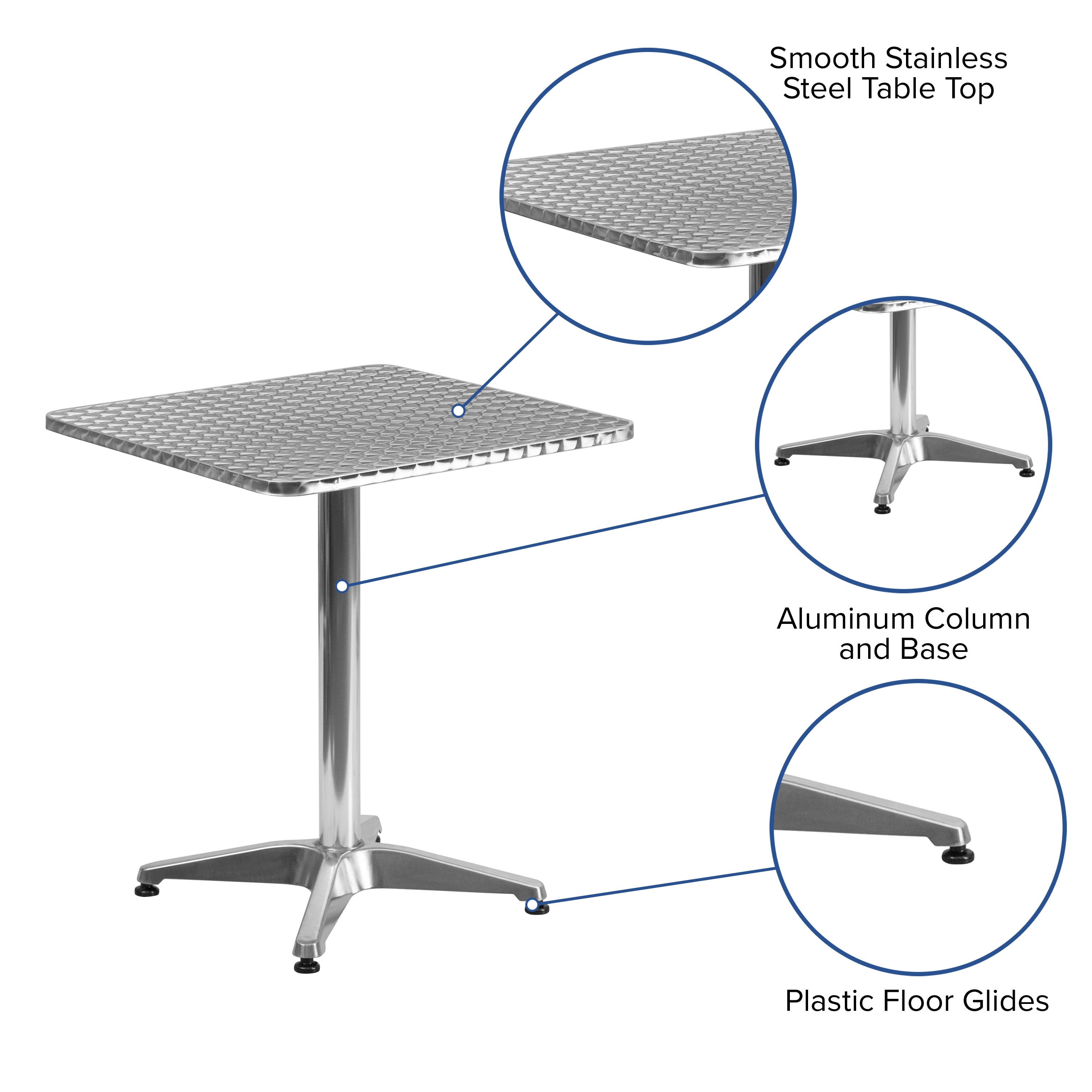 Mellie 23.5'' Square Aluminum Indoor-Outdoor Table with Base