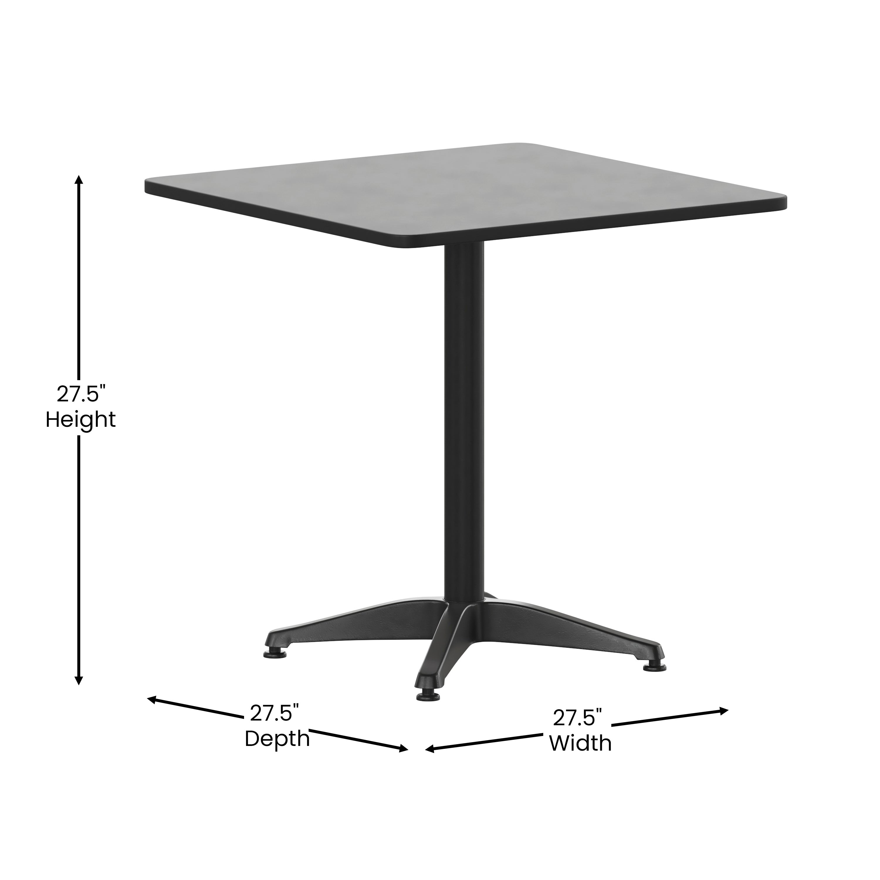 Mellie 27.5'' Black Square Metal Indoor-Outdoor Table with Base