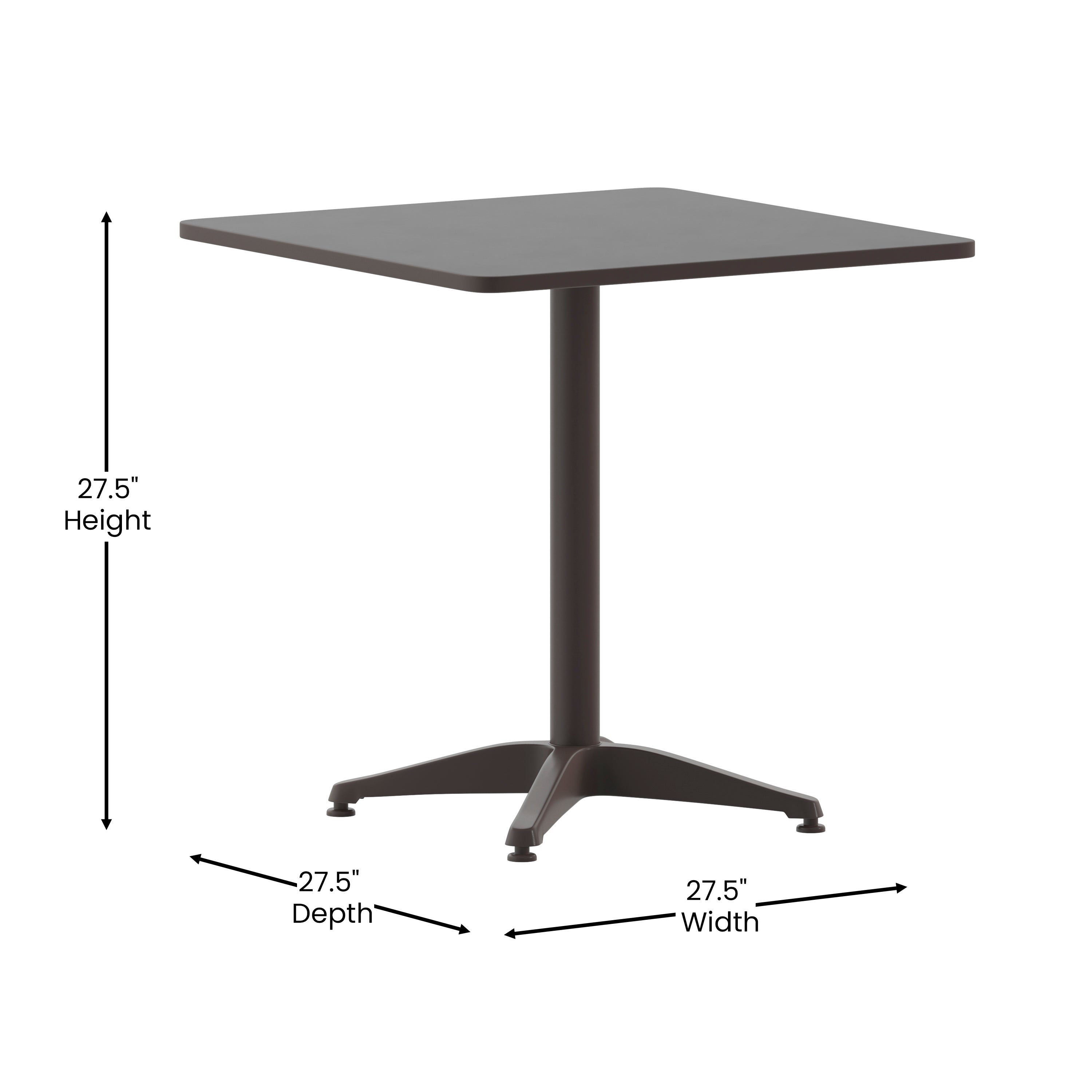 Mellie 27.5'' Bronze Square Metal Indoor-Outdoor Table with Base
