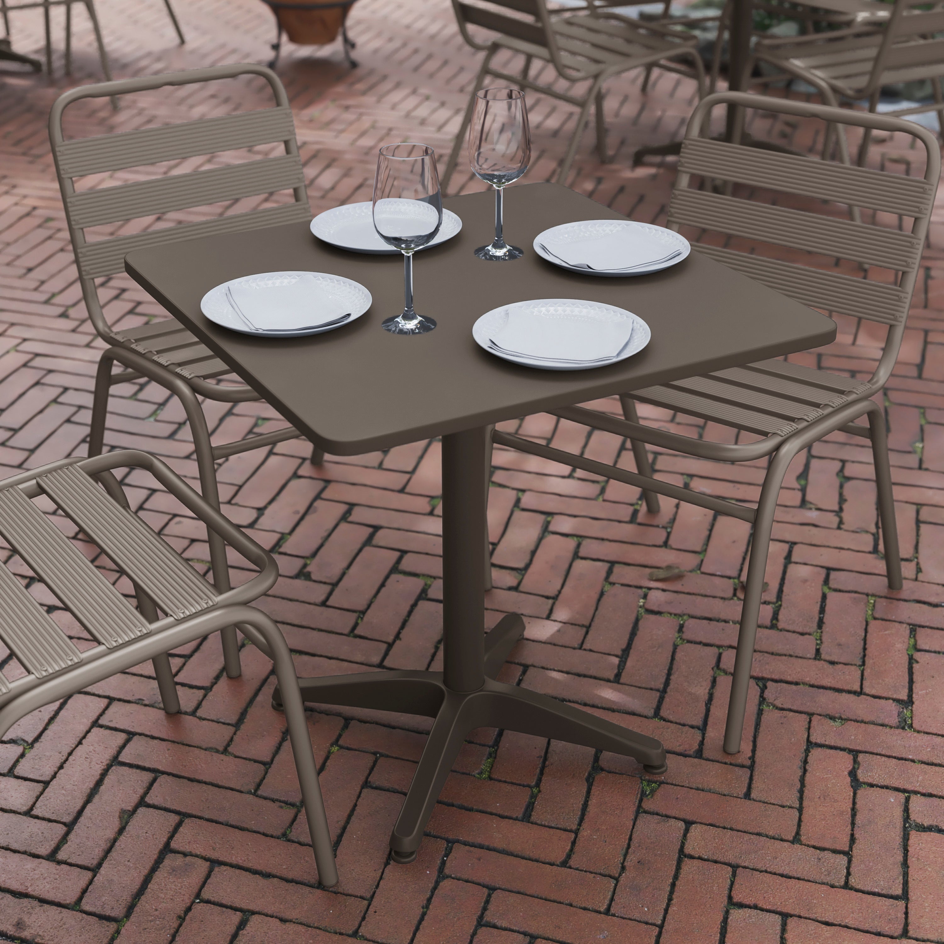 Mellie 27.5'' Bronze Square Metal Indoor-Outdoor Table with Base