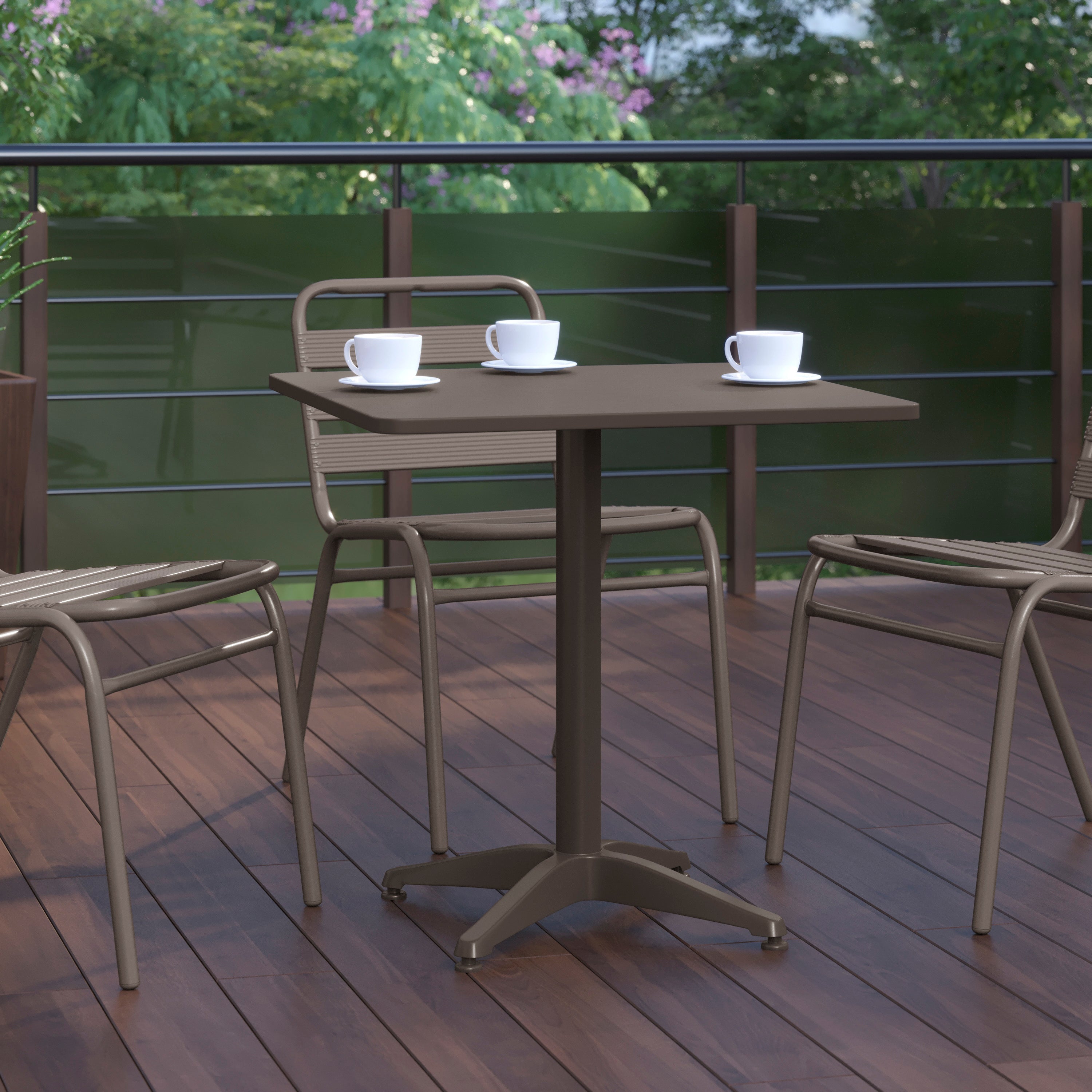 Mellie 27.5'' Bronze Square Metal Indoor-Outdoor Table with Base