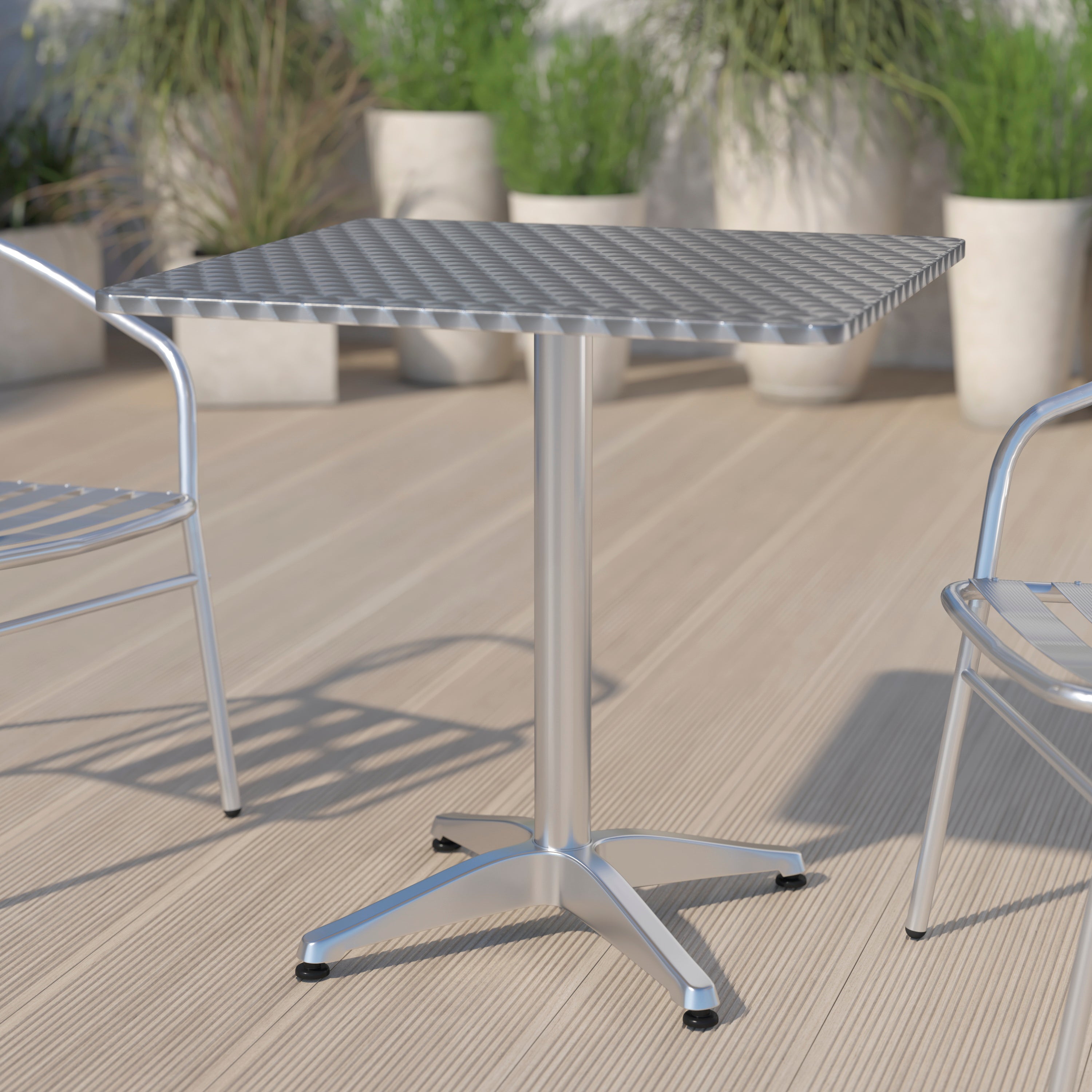 Mellie 27.5'' Square Aluminum Indoor-Outdoor Table with Base