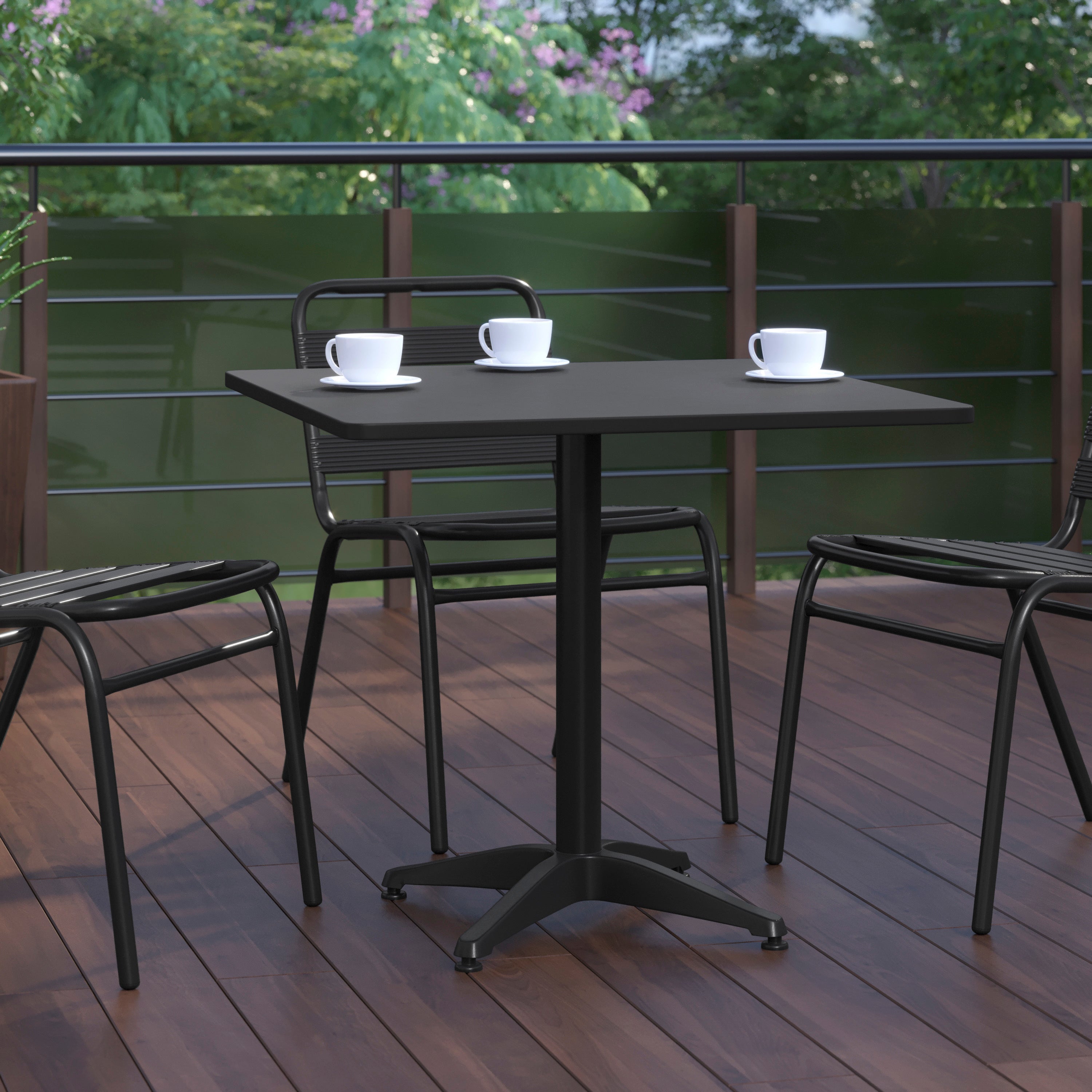Mellie 31.5'' Black Square Metal Indoor-Outdoor Table with Base