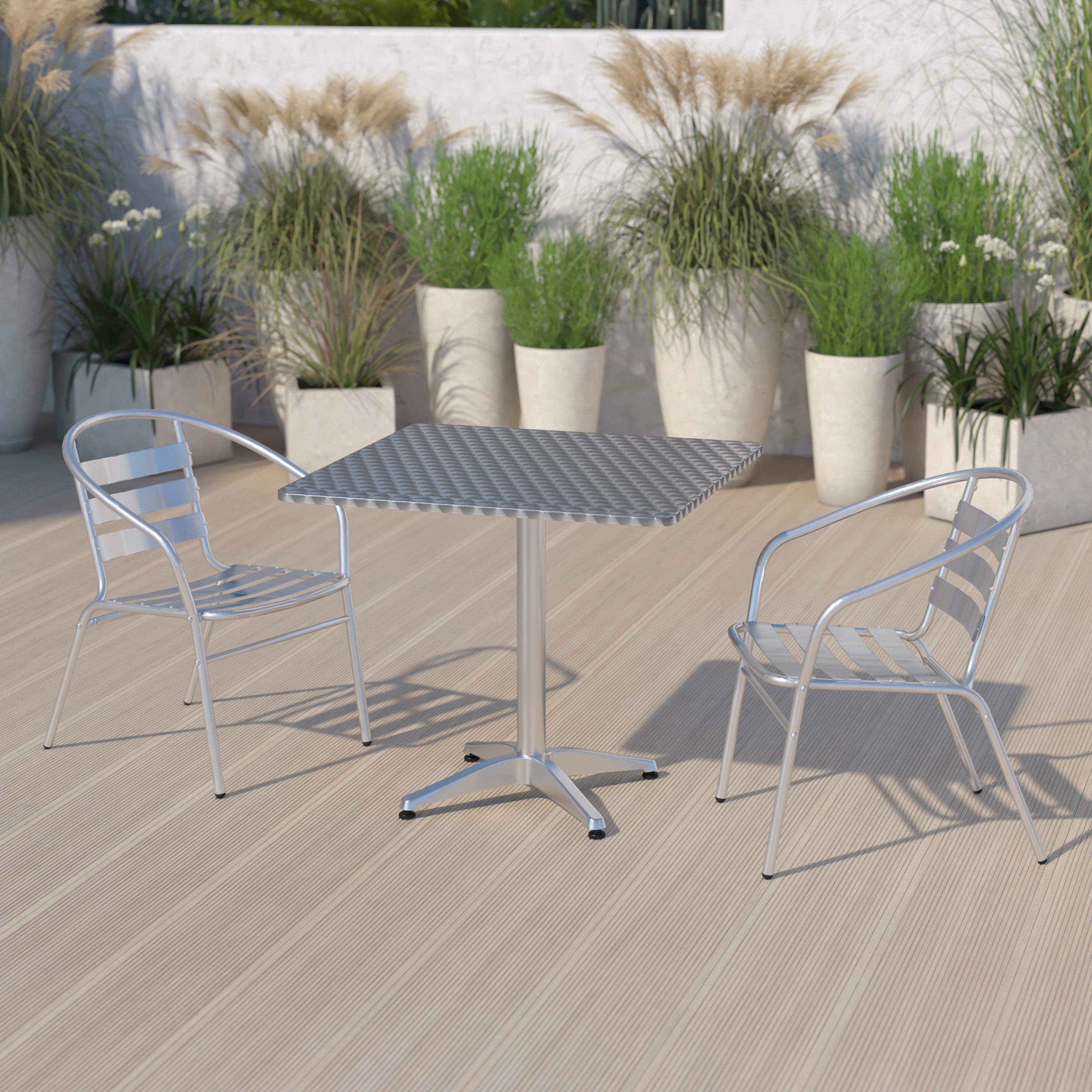 Mellie 31.5'' Square Aluminum Indoor-Outdoor Table with Base