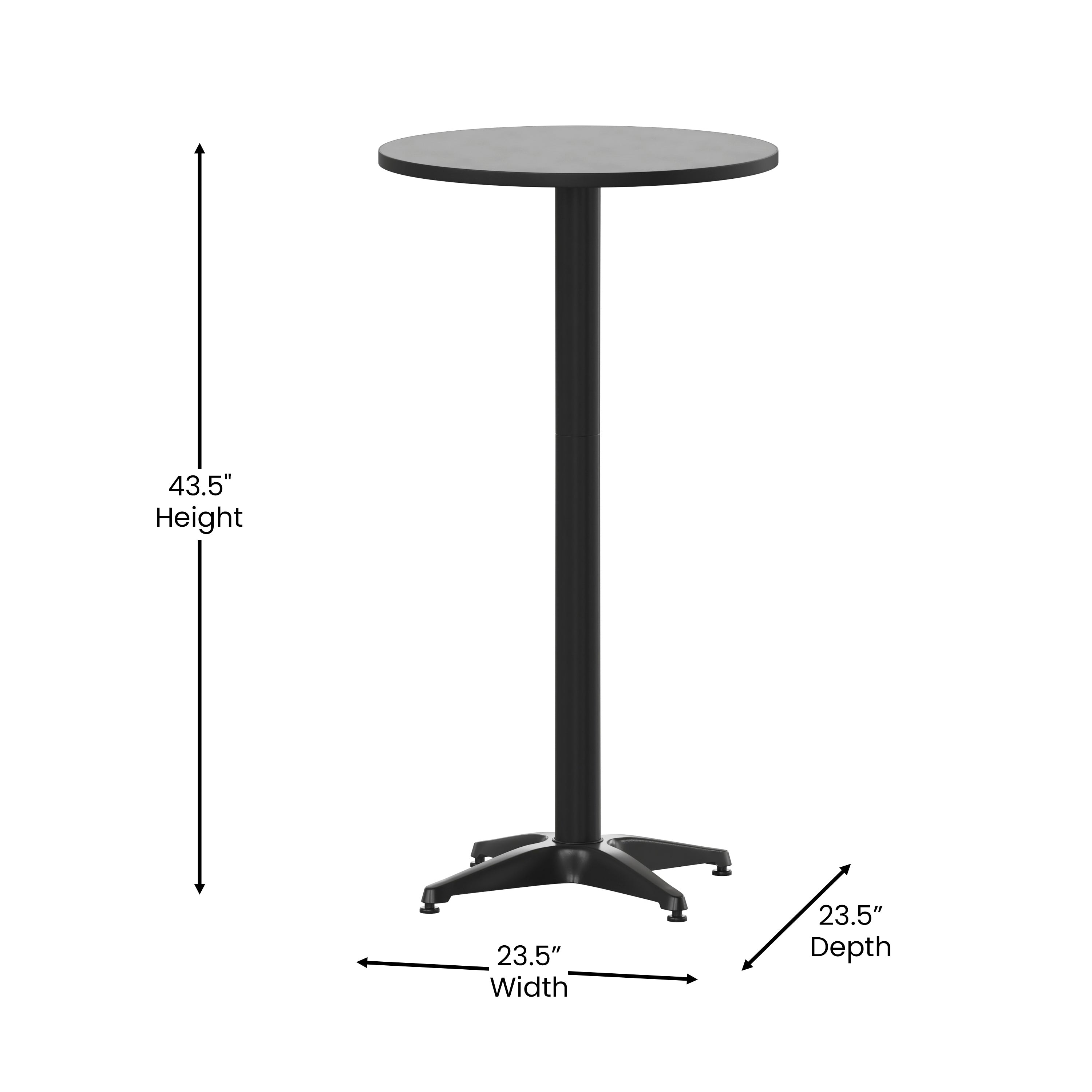 Mellie 23.25" Black Round Metal Indoor-Outdoor Bar Height Table with Flip-Up Table