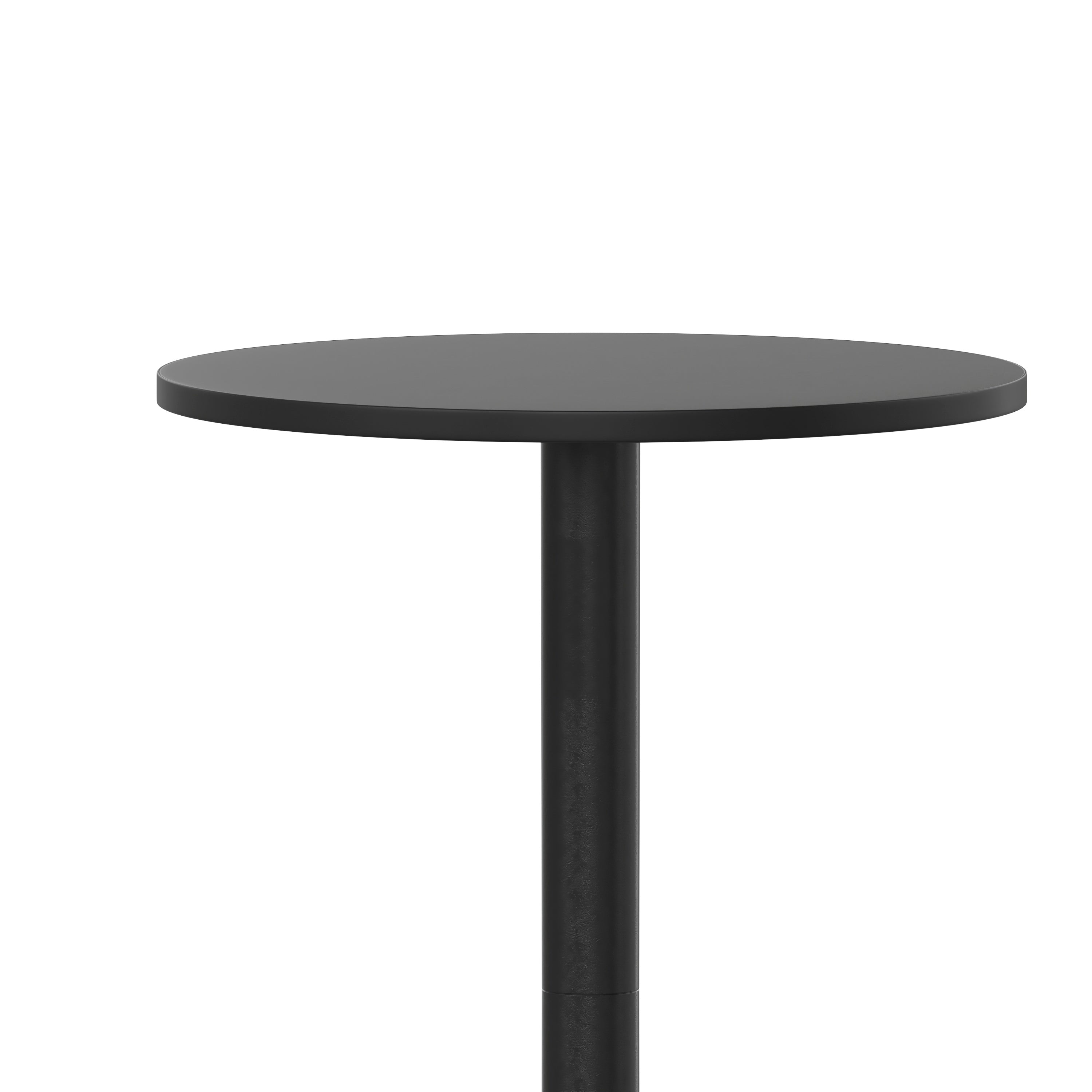 Mellie 23.25" Black Round Metal Indoor-Outdoor Bar Height Table with Flip-Up Table
