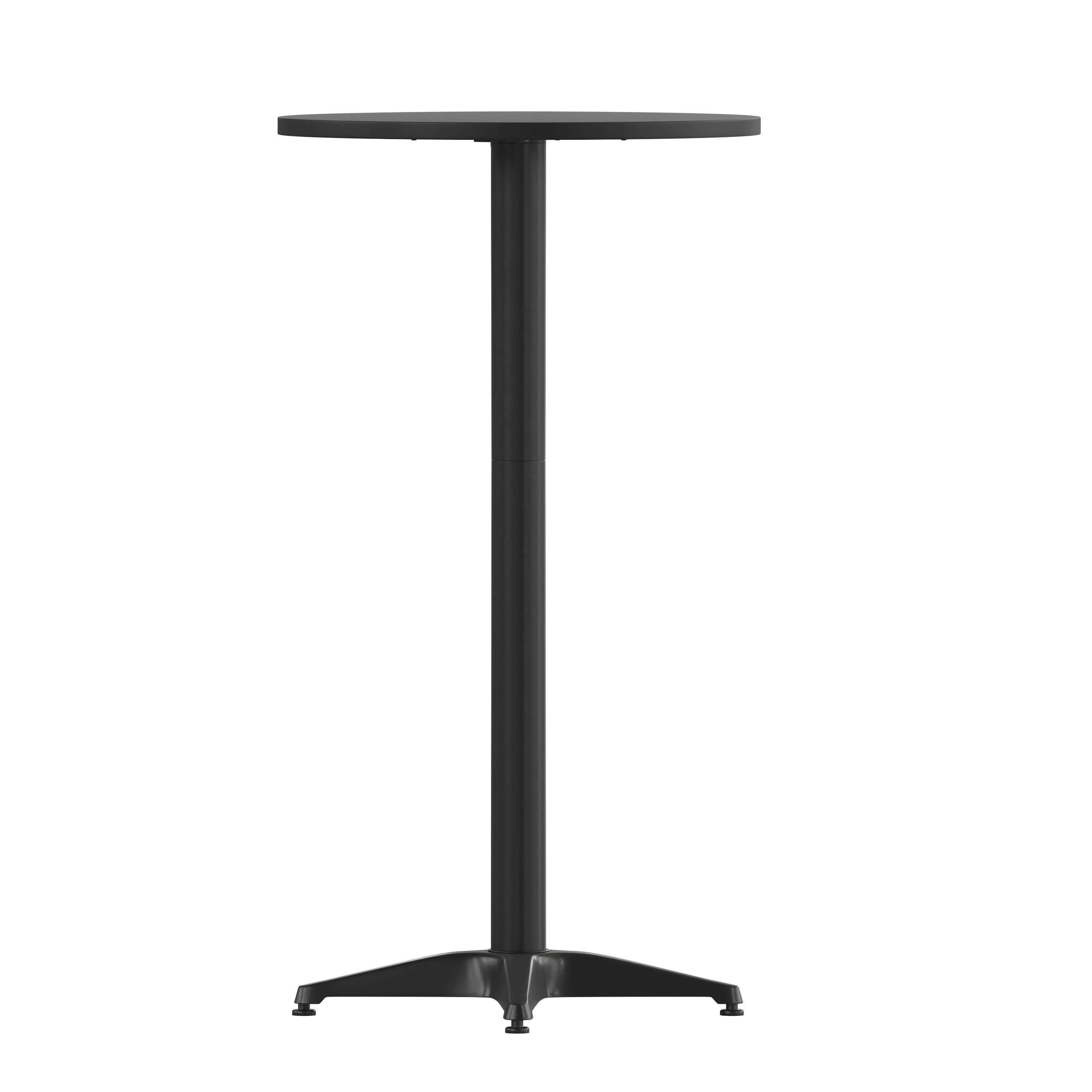 Mellie 23.25" Black Round Metal Indoor-Outdoor Bar Height Table with Flip-Up Table