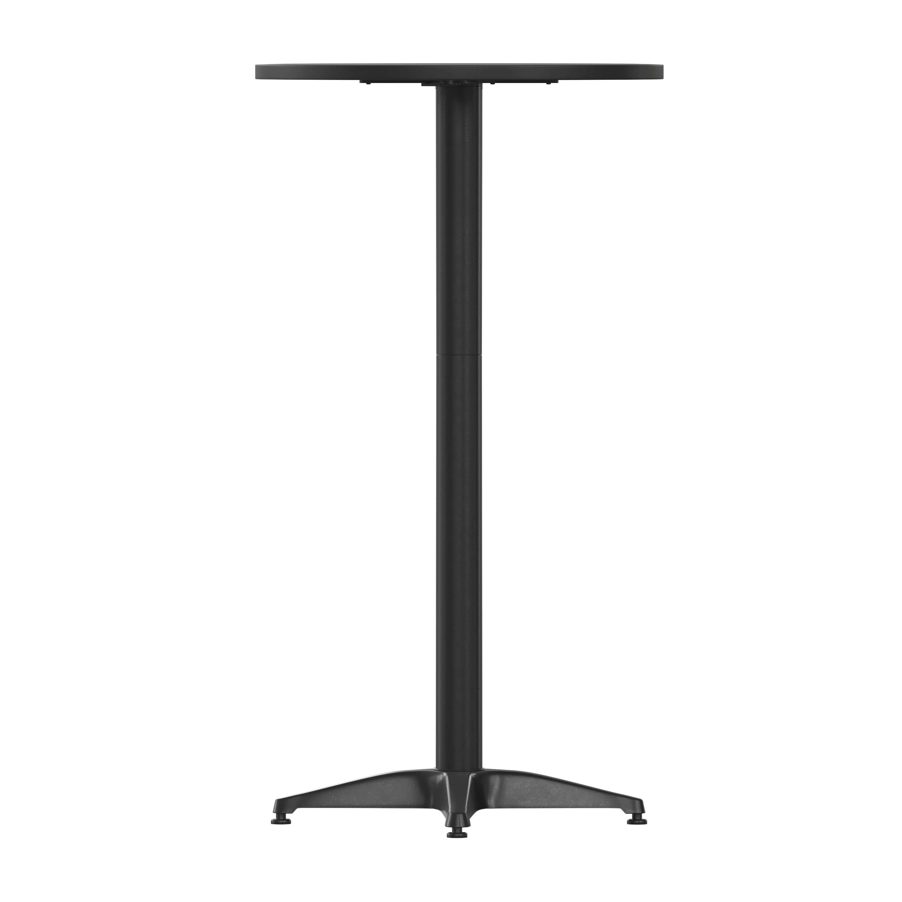Mellie 23.25" Black Round Metal Indoor-Outdoor Bar Height Table with Flip-Up Table