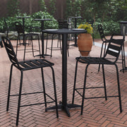 Mellie 23.25" Black Round Metal Indoor-Outdoor Bar Height Table with Flip-Up Table