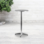 Mellie 23.25" Round Aluminum Indoor-Outdoor Bar Height Table with Flip-Up Table