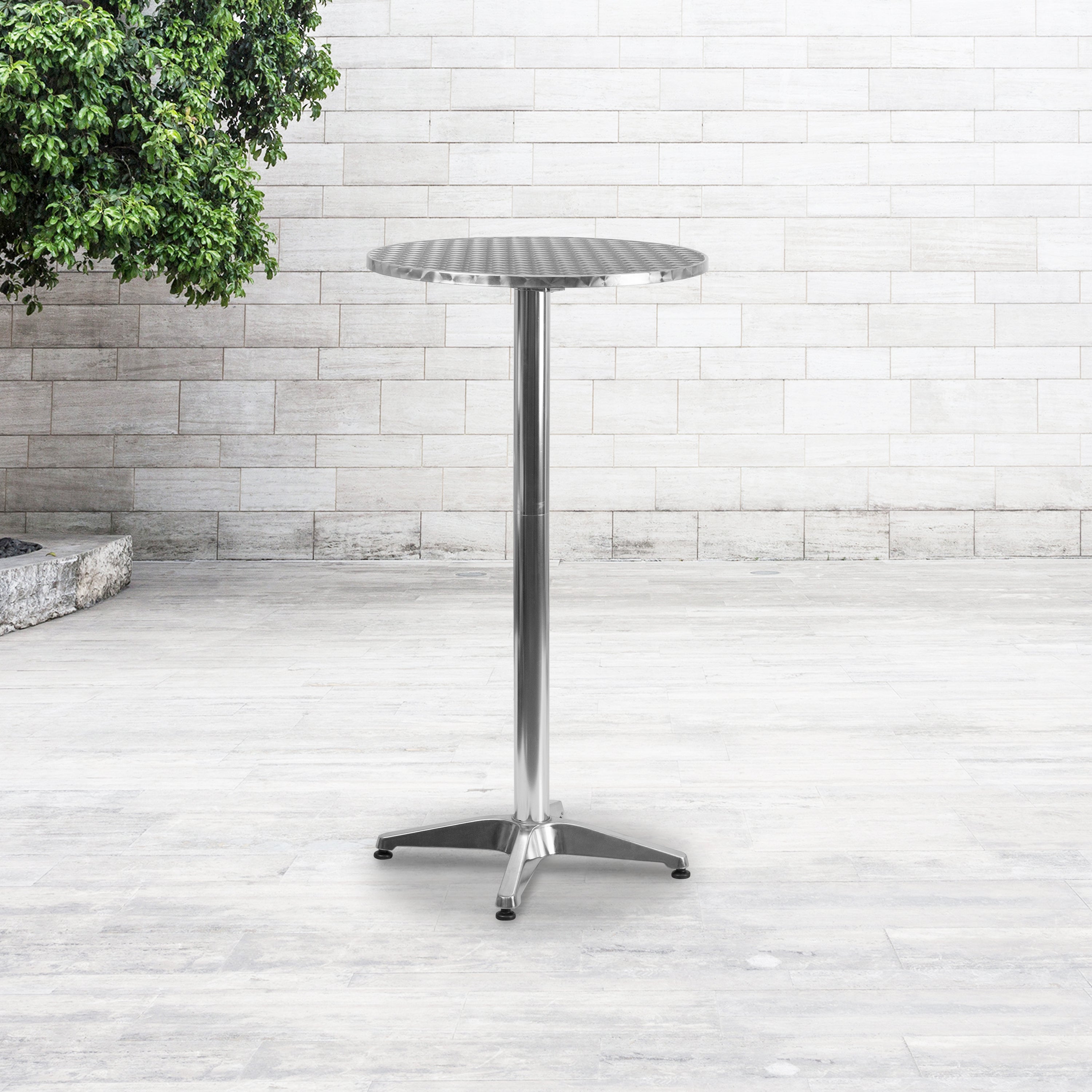 Mellie 23.25" Round Aluminum Indoor-Outdoor Bar Height Table with Flip-Up Table