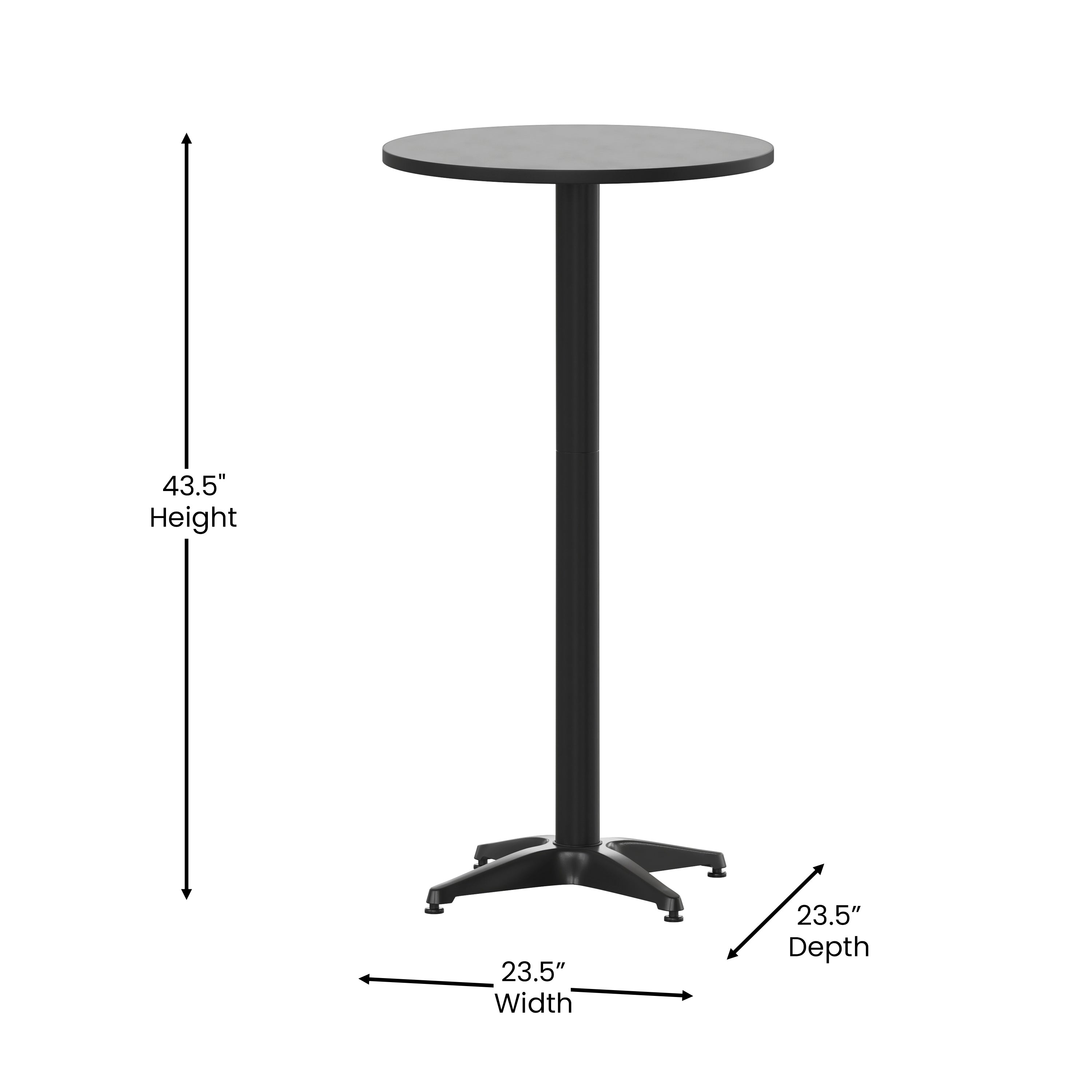 Mellie 23.5" Black Round Metal Indoor-Outdoor Bar Height Table