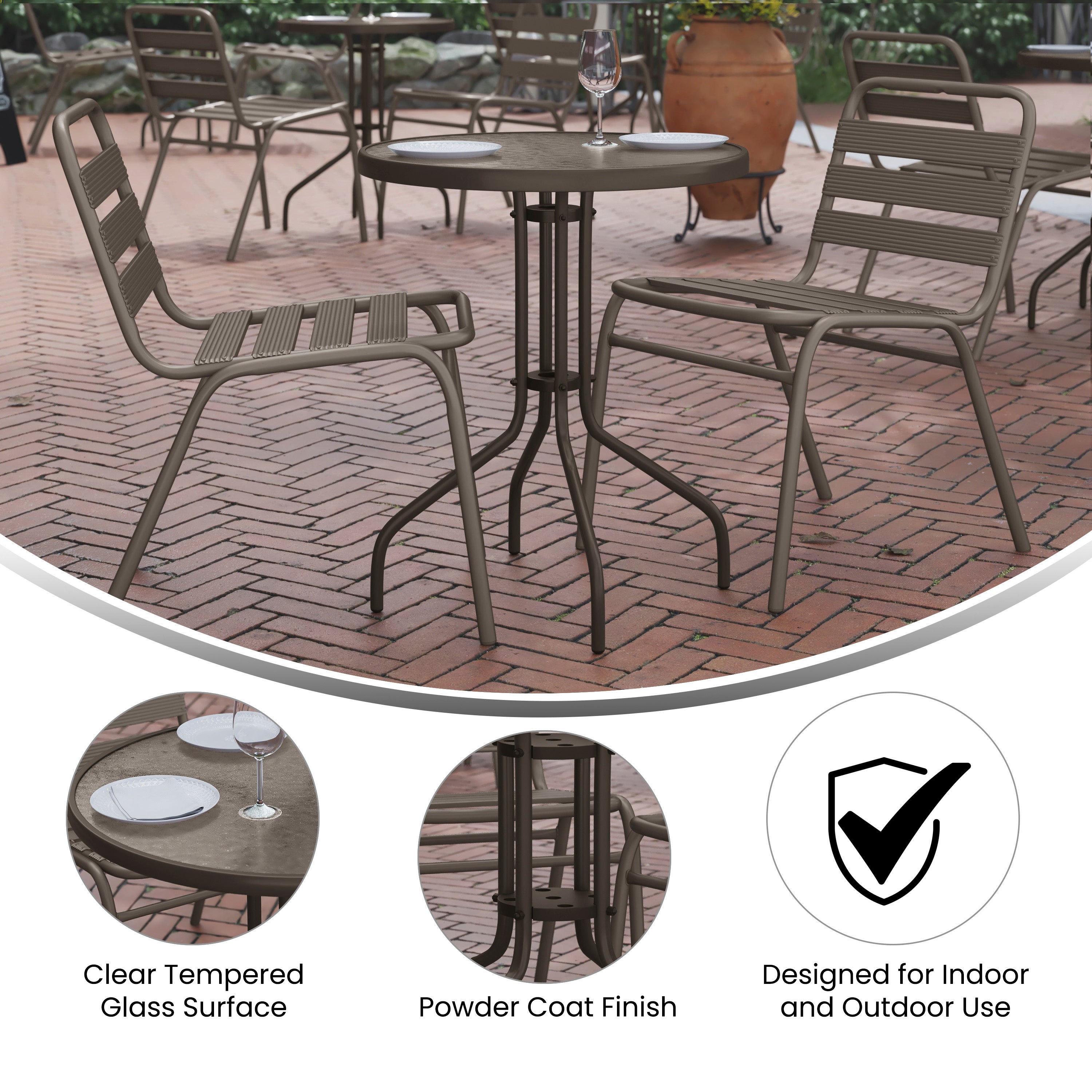 Bellamy 23.75'' Bronze Round Tempered Glass Metal Table