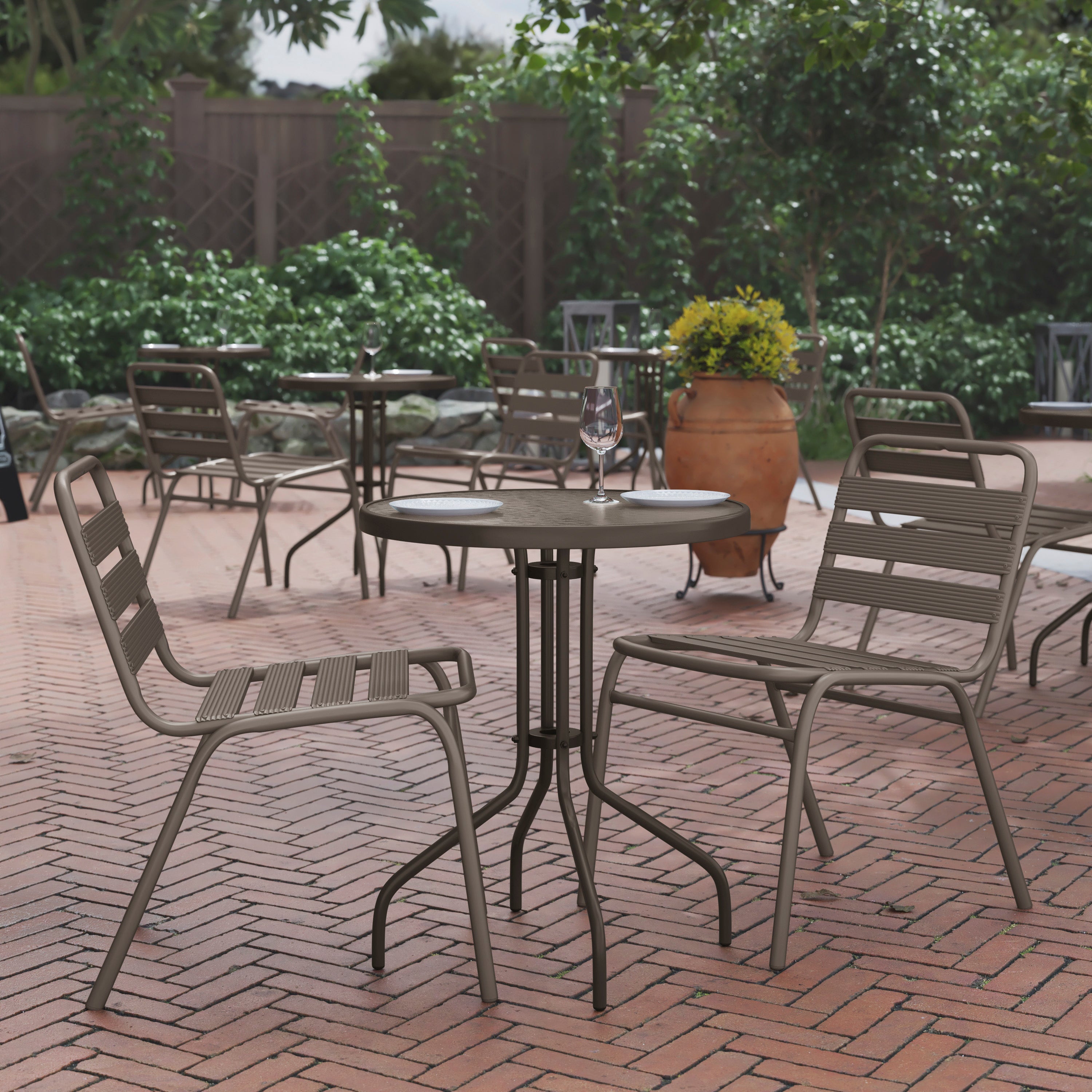 Bellamy 23.75'' Bronze Round Tempered Glass Metal Table