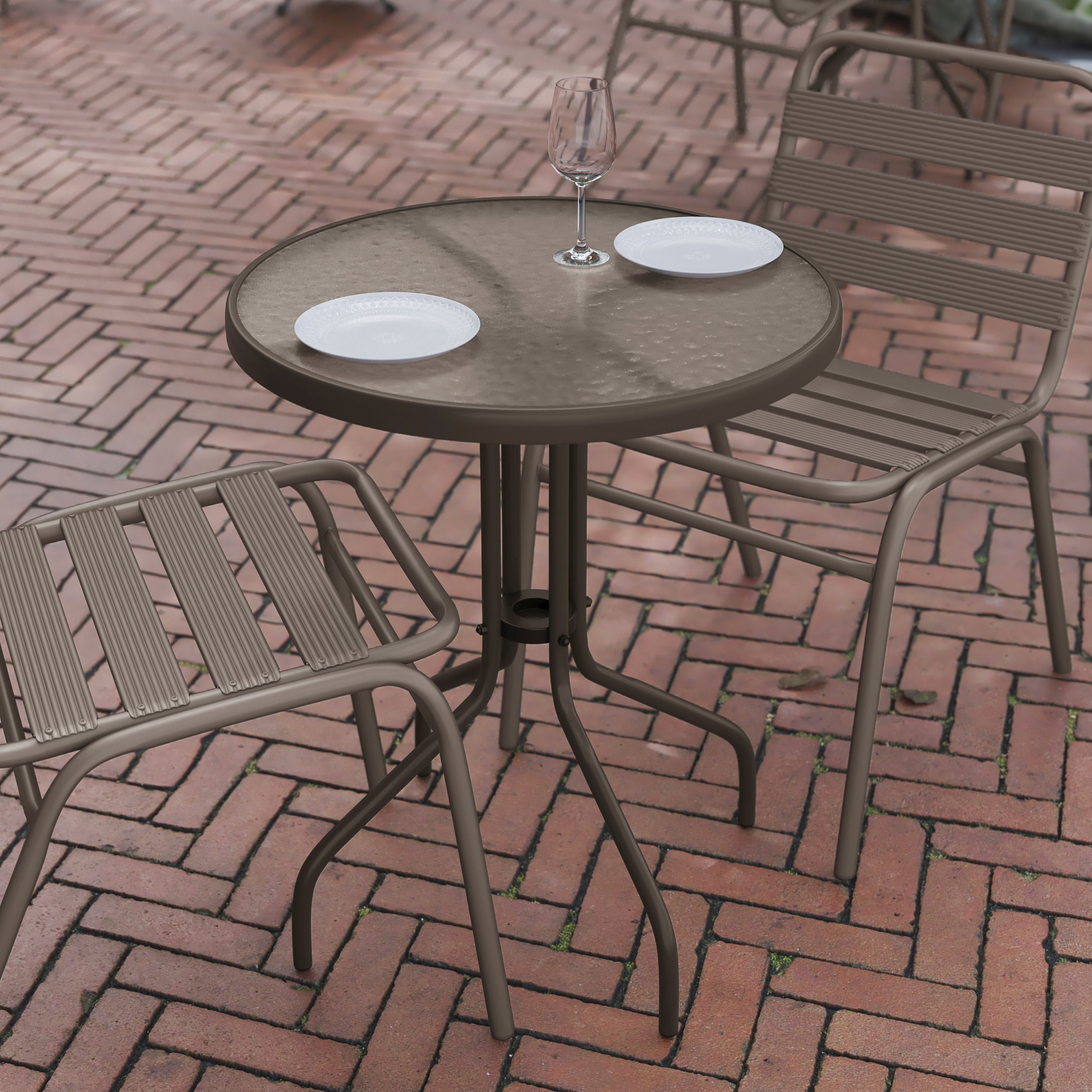 Bellamy 23.75'' Bronze Round Tempered Glass Metal Table
