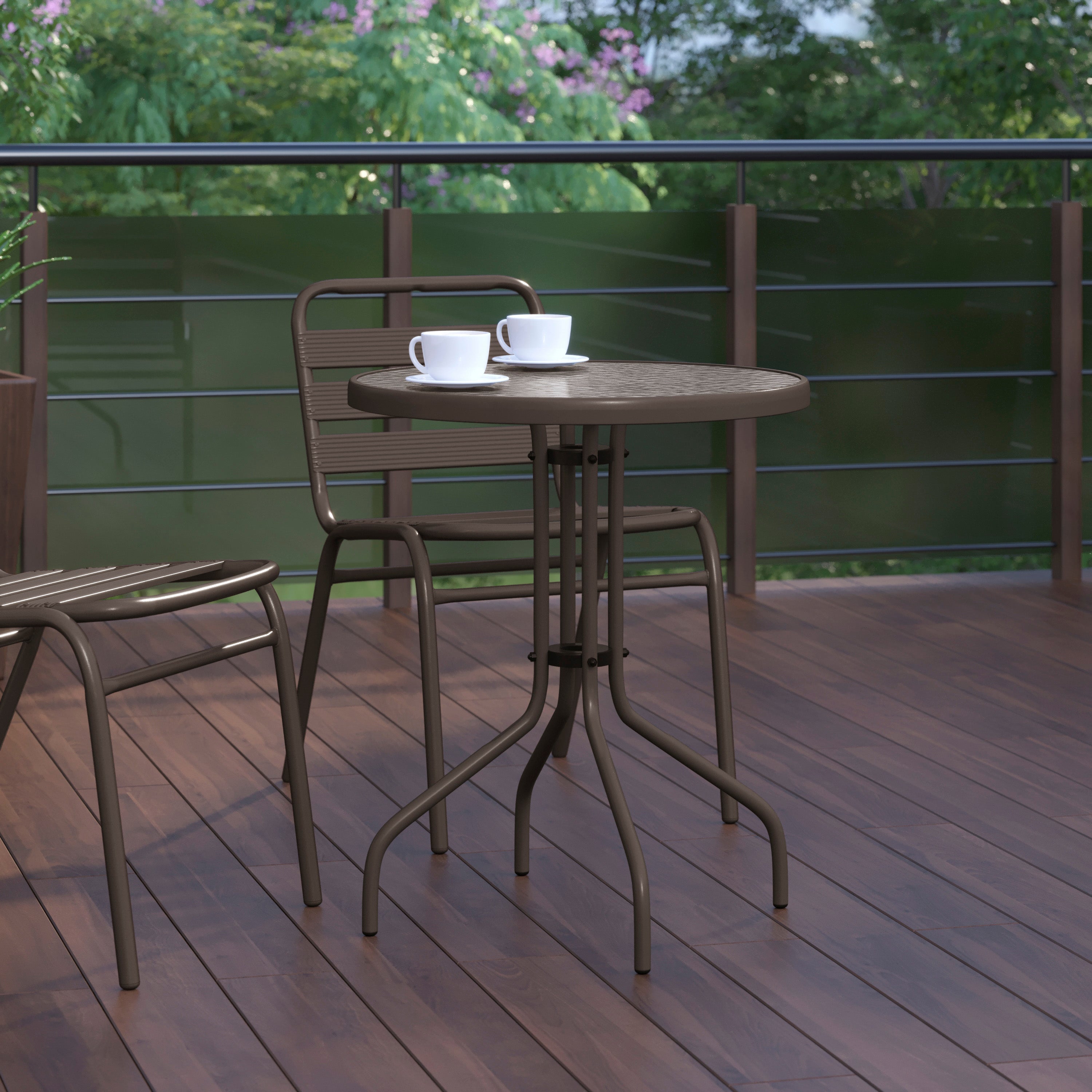 Bellamy 23.75'' Bronze Round Tempered Glass Metal Table