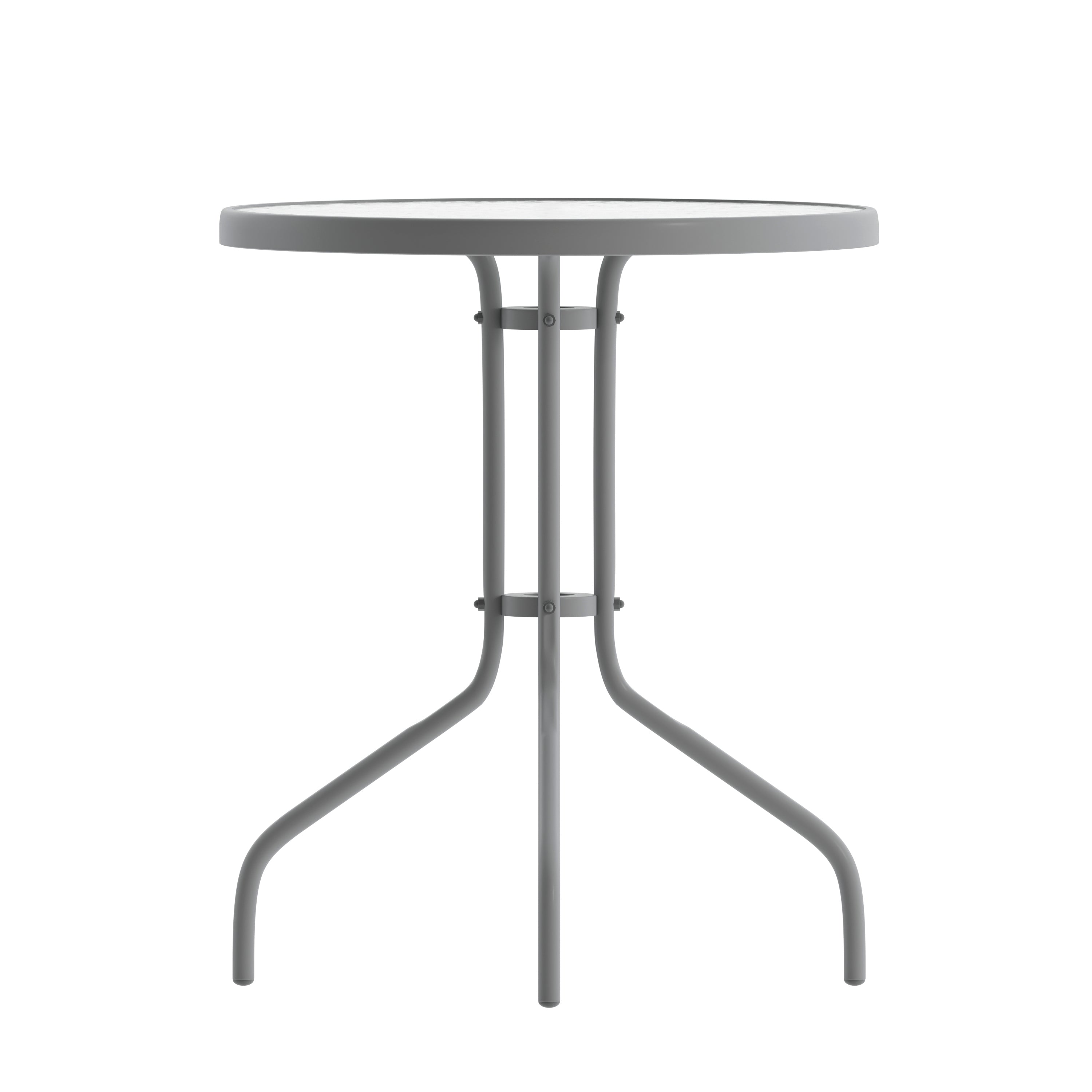 Bellamy 23.75'' Silver Round Tempered Glass Metal Table