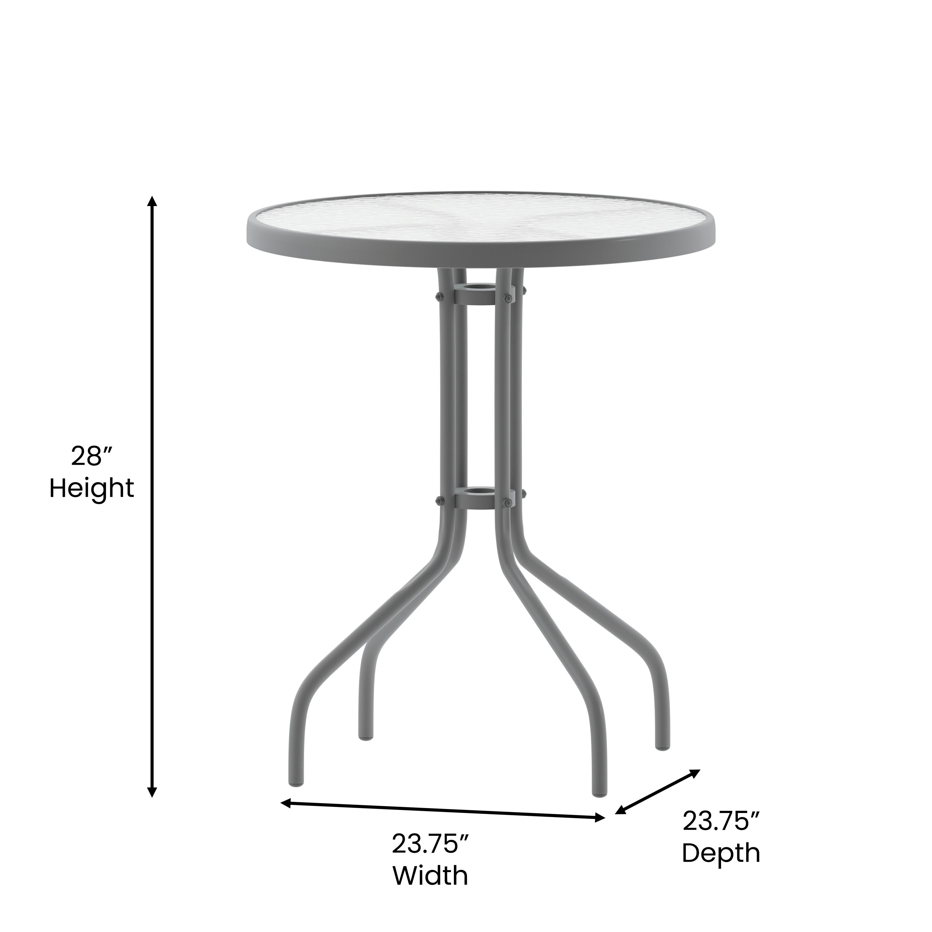 Bellamy 23.75'' Silver Round Tempered Glass Metal Table