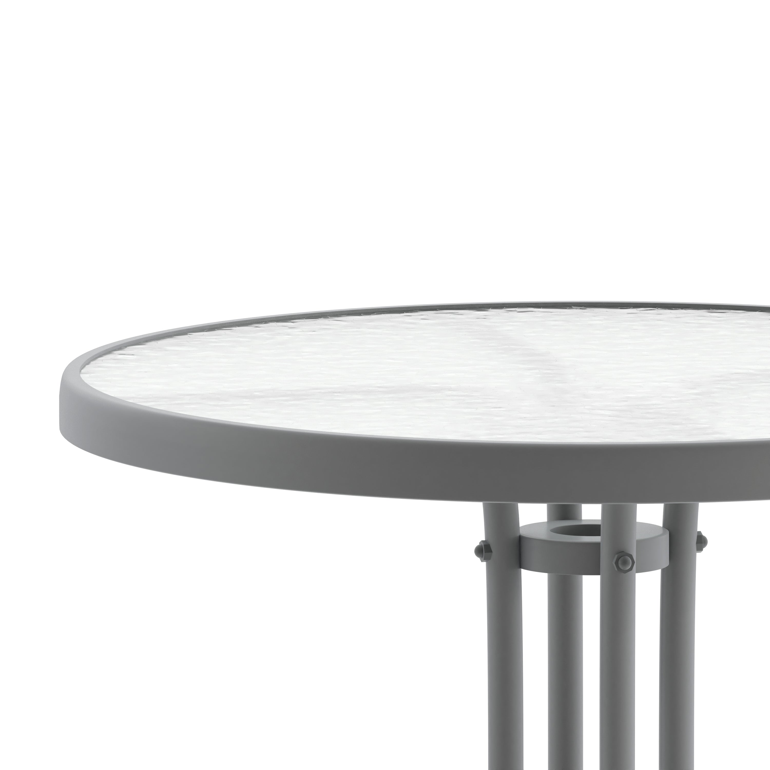 Bellamy 23.75'' Silver Round Tempered Glass Metal Table