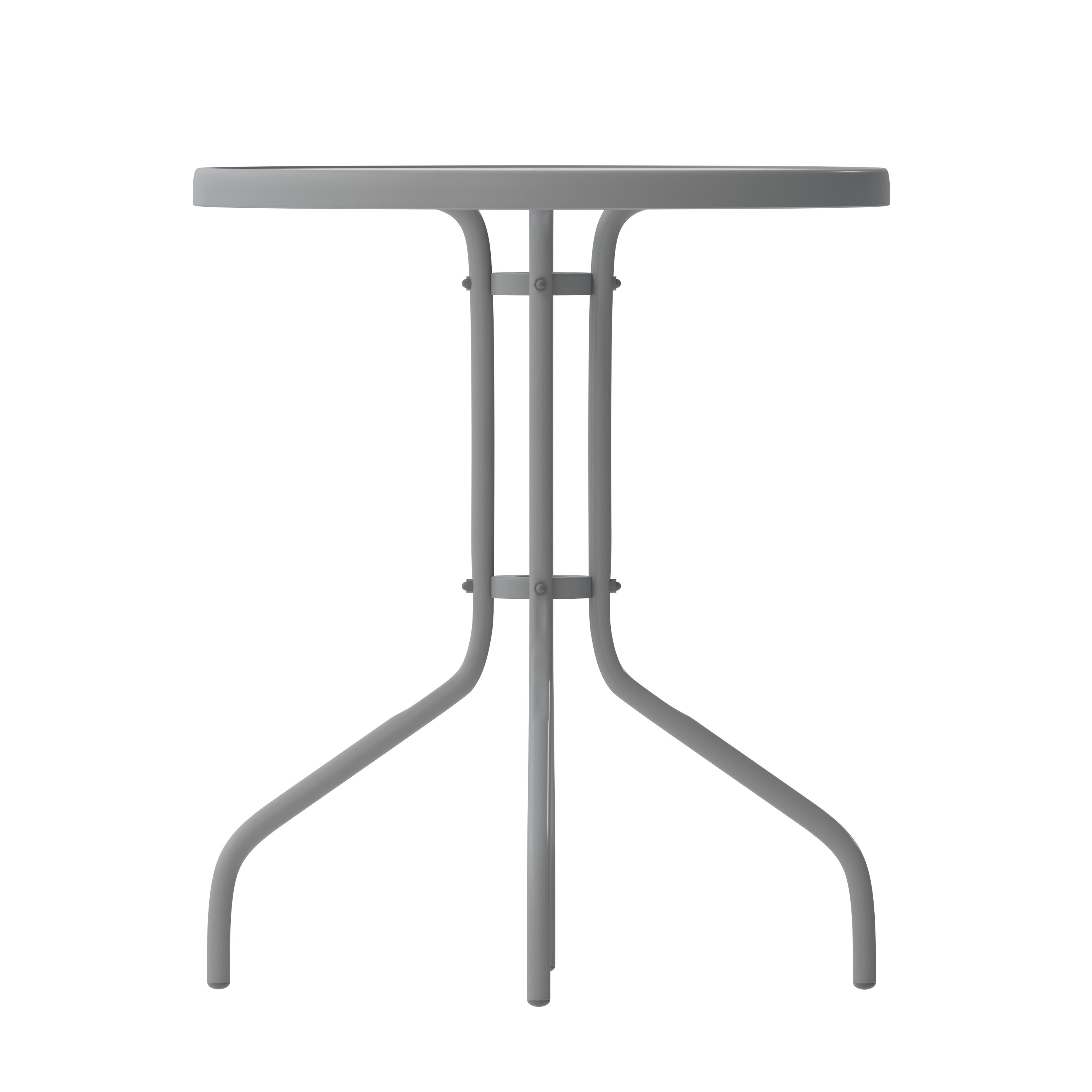 Bellamy 23.75'' Silver Round Tempered Glass Metal Table