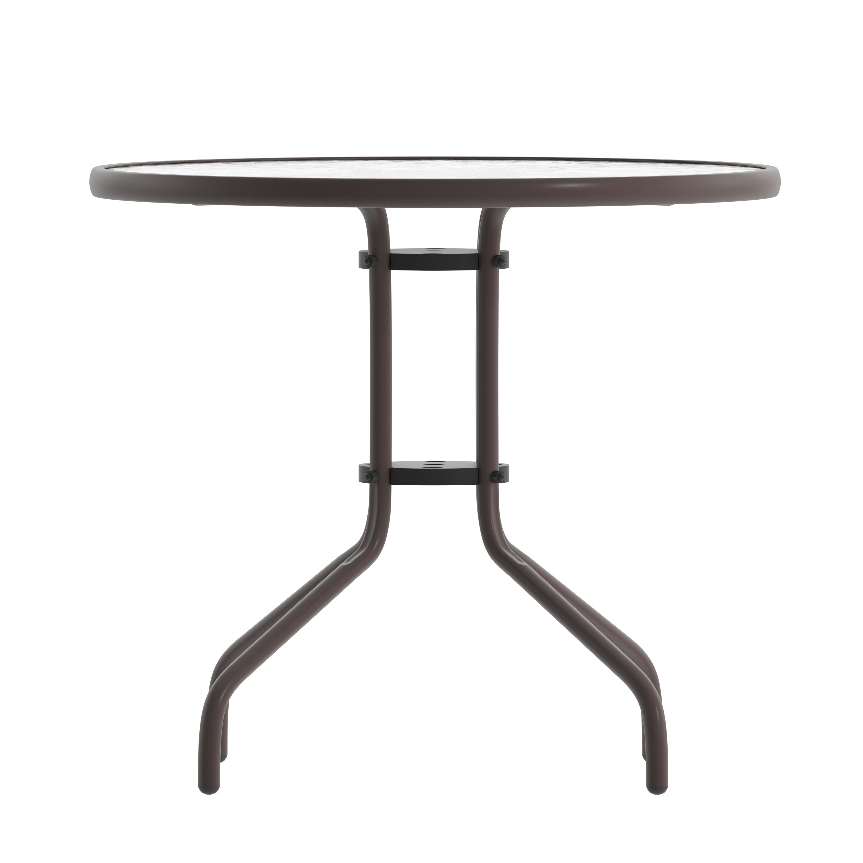 Bellamy 31.5'' Bronze Round Tempered Glass Metal Table