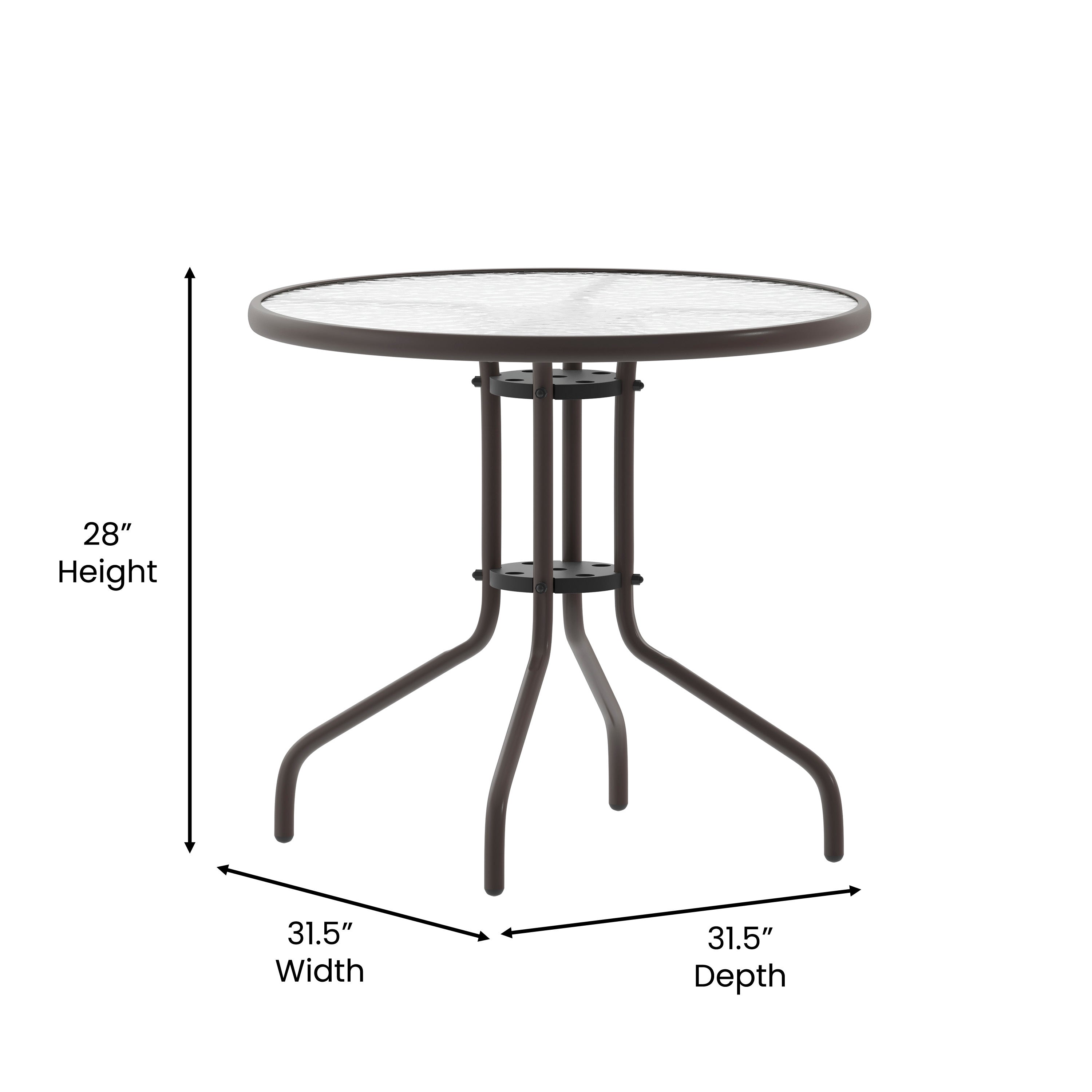 Bellamy 31.5'' Bronze Round Tempered Glass Metal Table