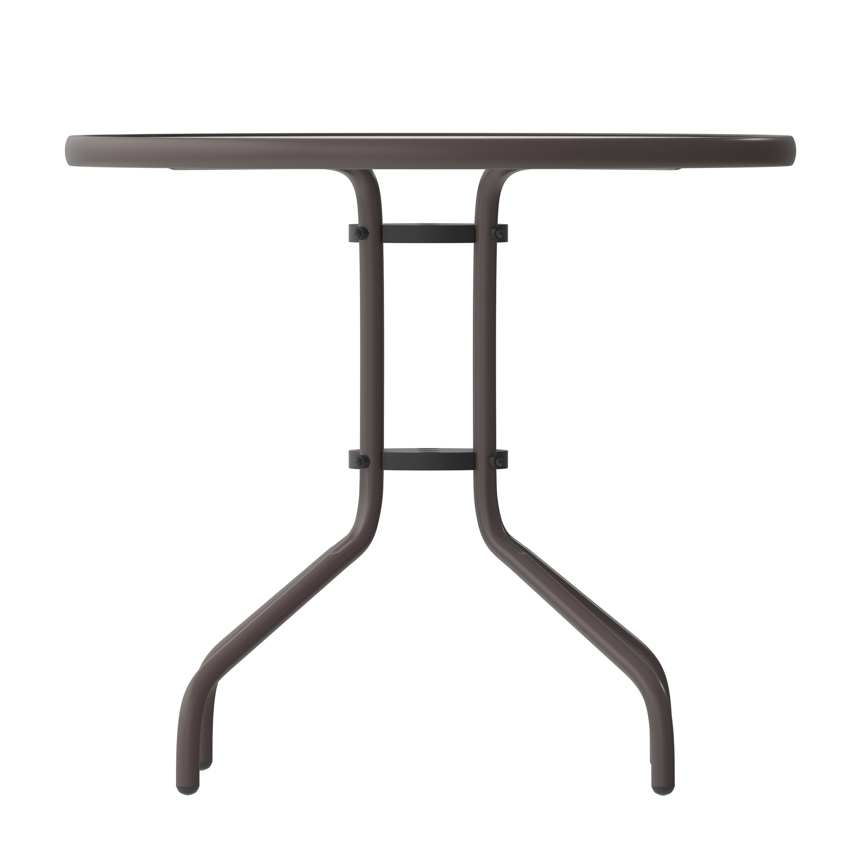 Bellamy 31.5'' Bronze Round Tempered Glass Metal Table