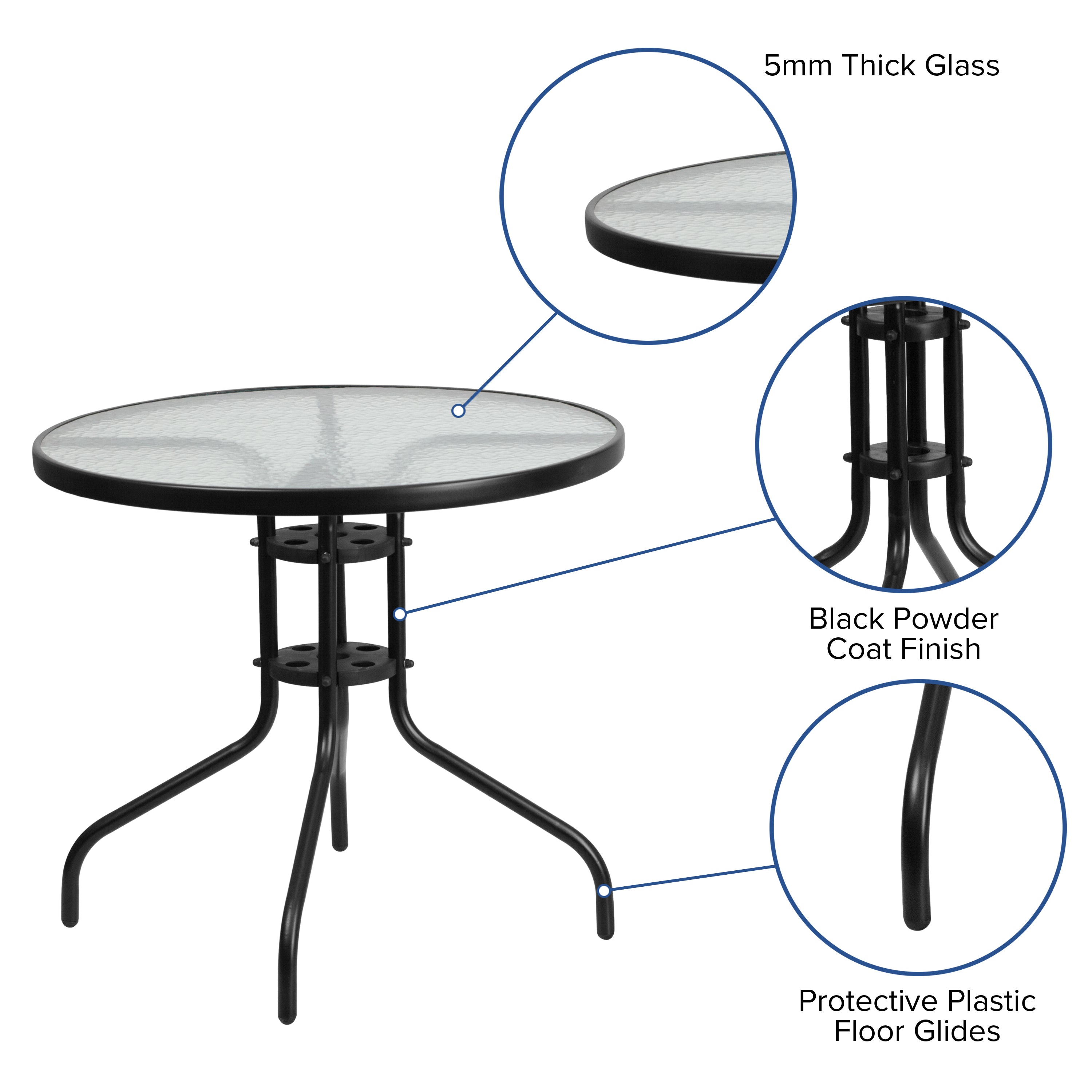 Bellamy 31.5'' Round Tempered Glass Metal Table