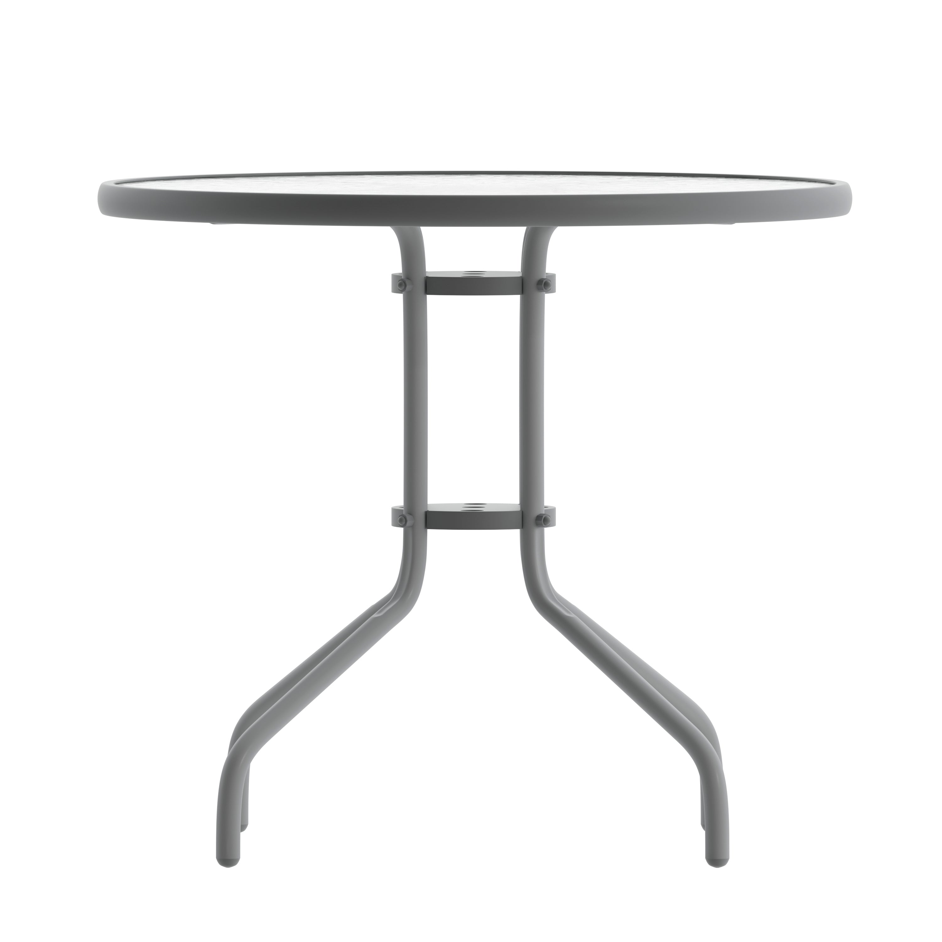 Bellamy 31.5'' Silver Round Tempered Glass Metal Table
