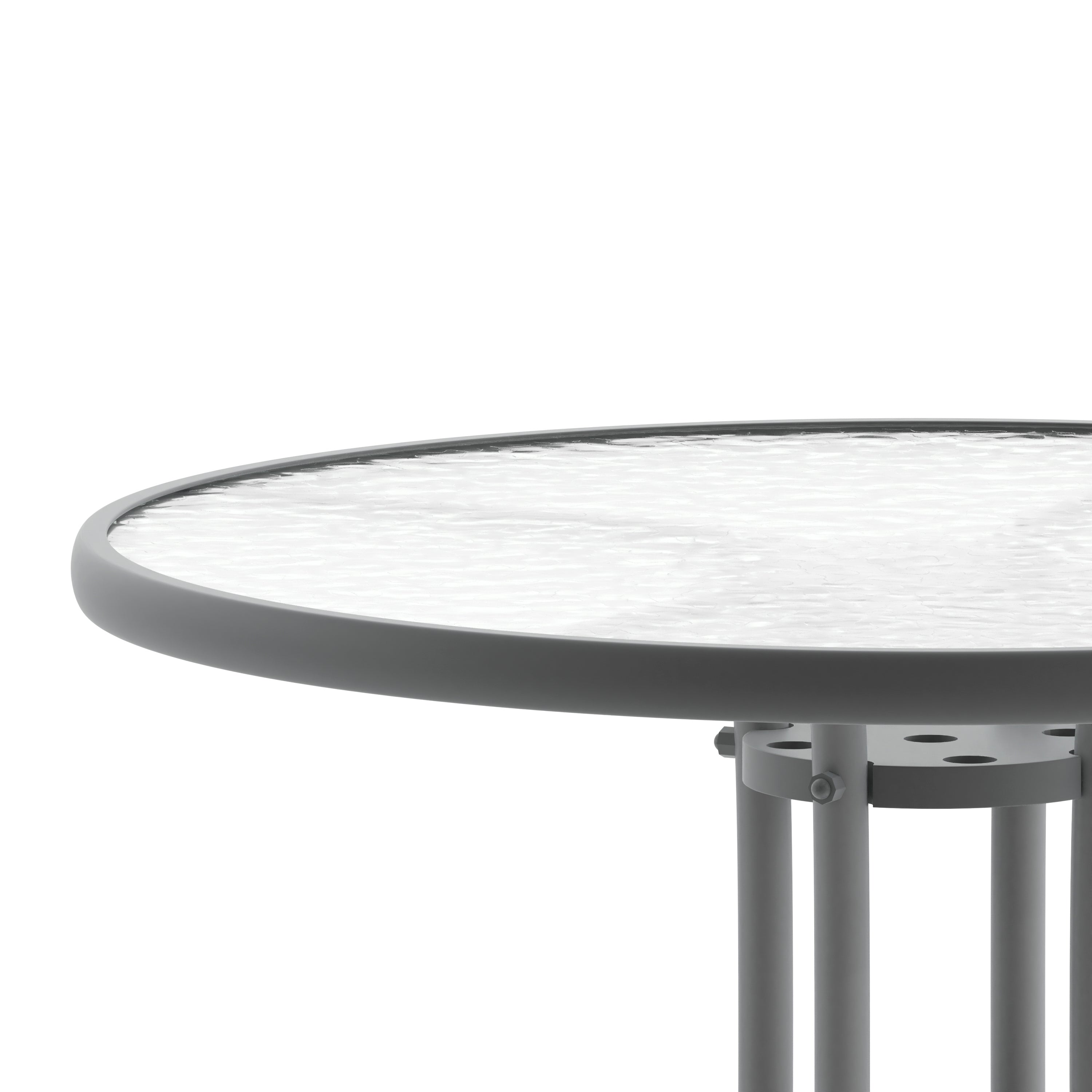 Bellamy 31.5'' Silver Round Tempered Glass Metal Table