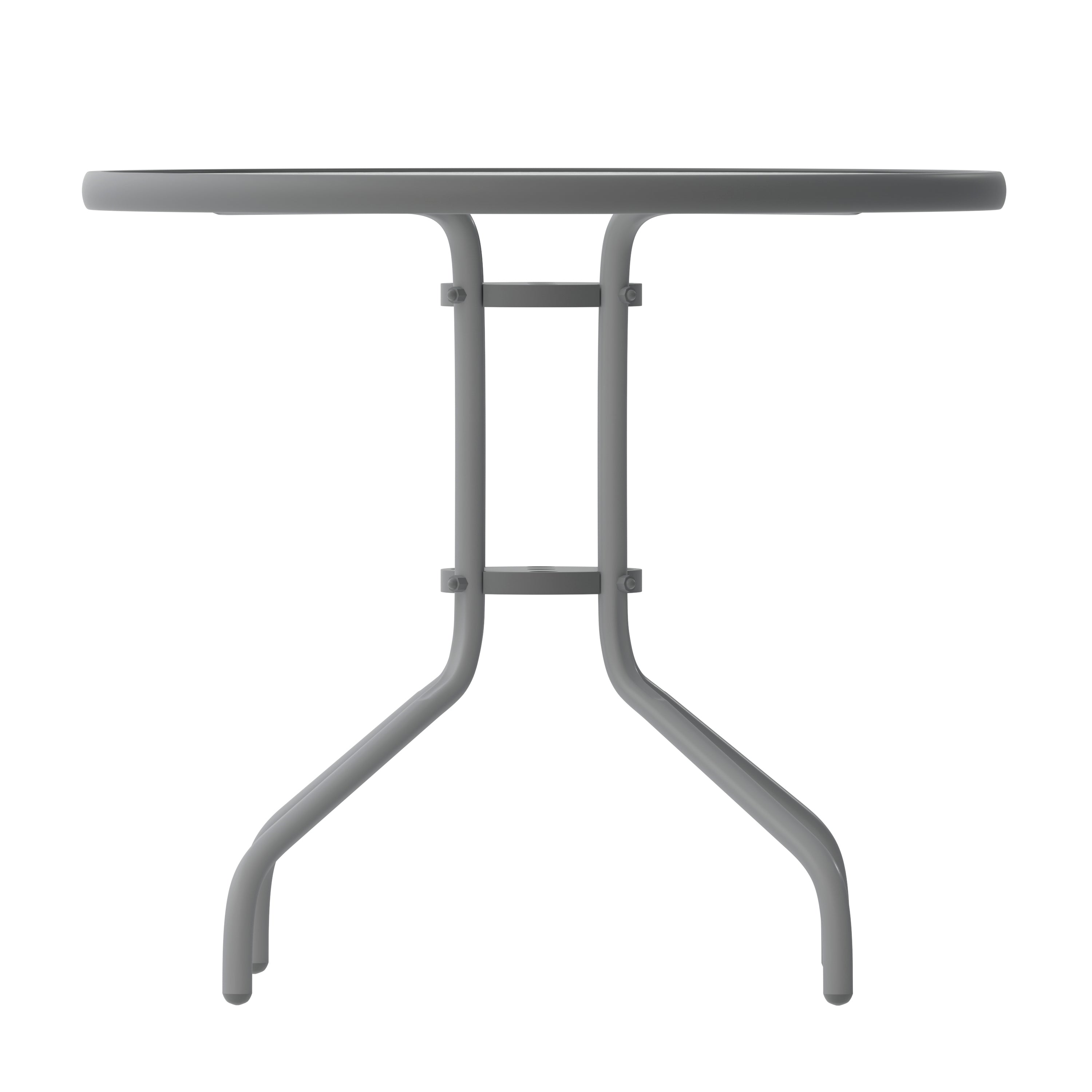Bellamy 31.5'' Silver Round Tempered Glass Metal Table