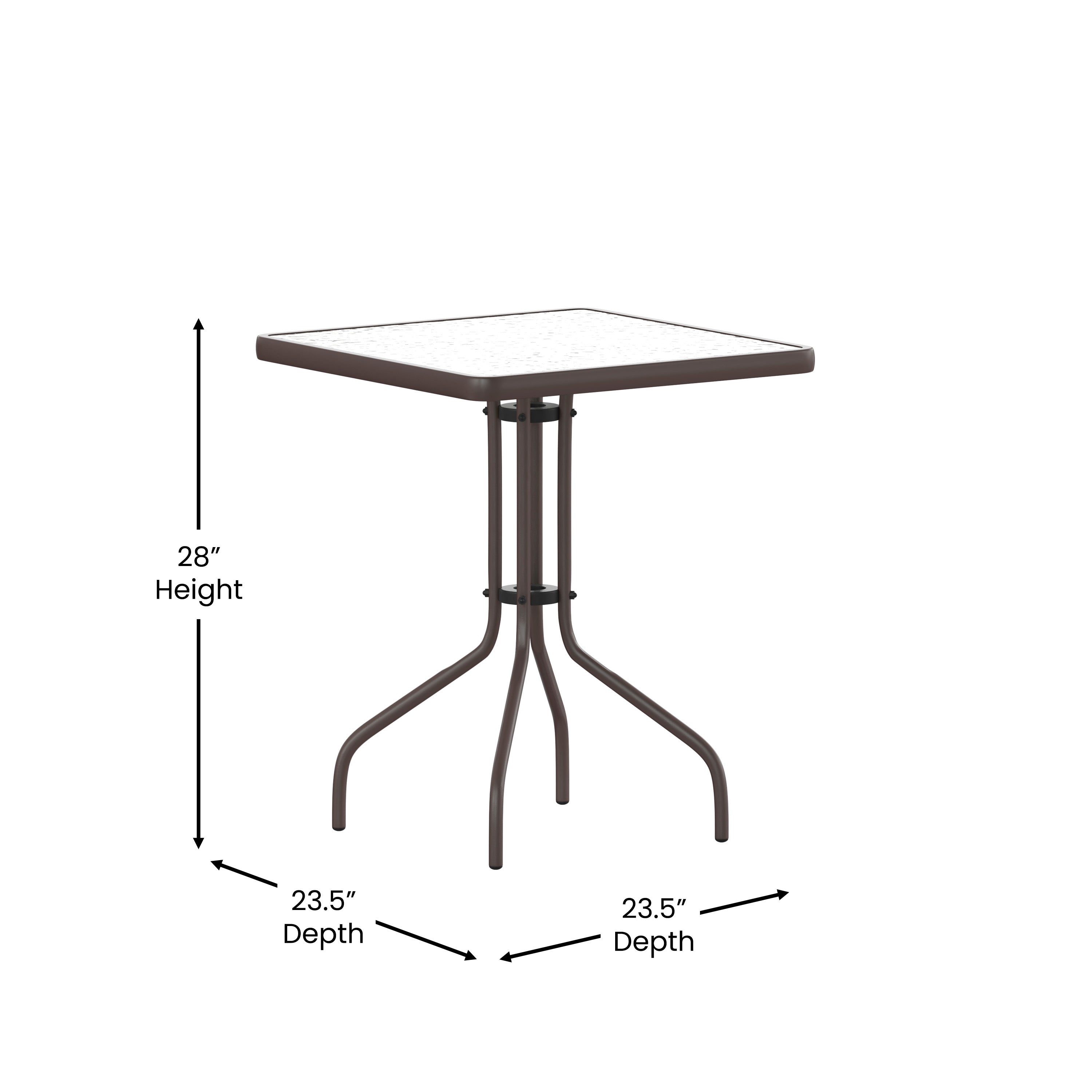 Barker 23.5'' Bronze Square Tempered Glass Metal Table