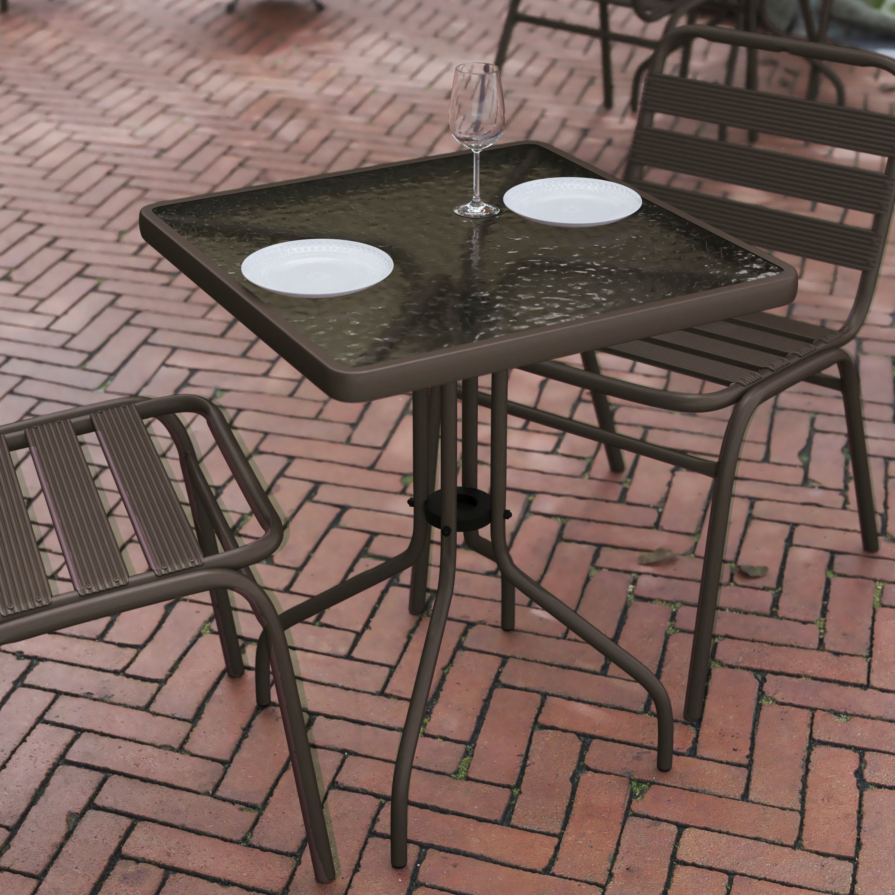 Barker 23.5'' Bronze Square Tempered Glass Metal Table