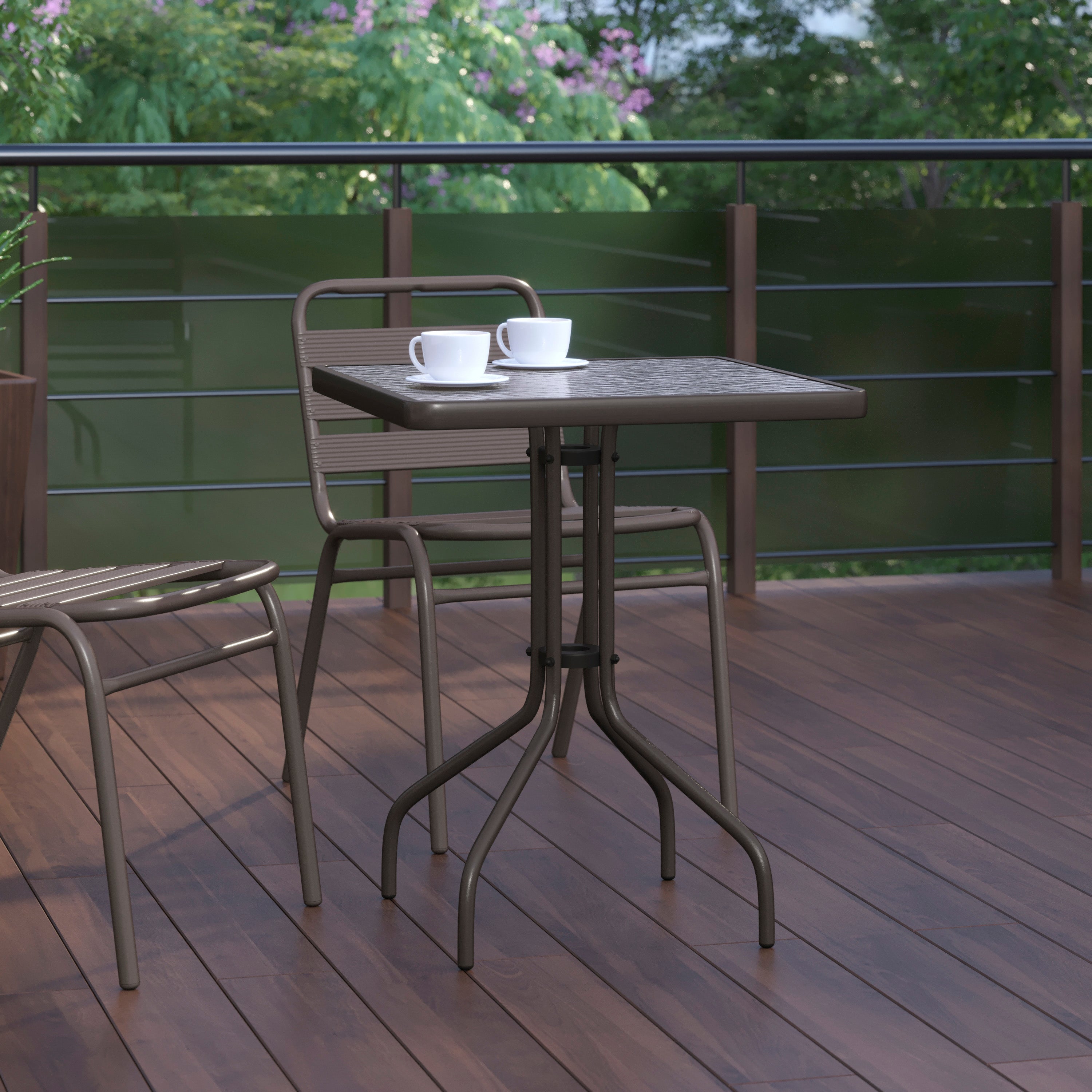 Barker 23.5'' Bronze Square Tempered Glass Metal Table