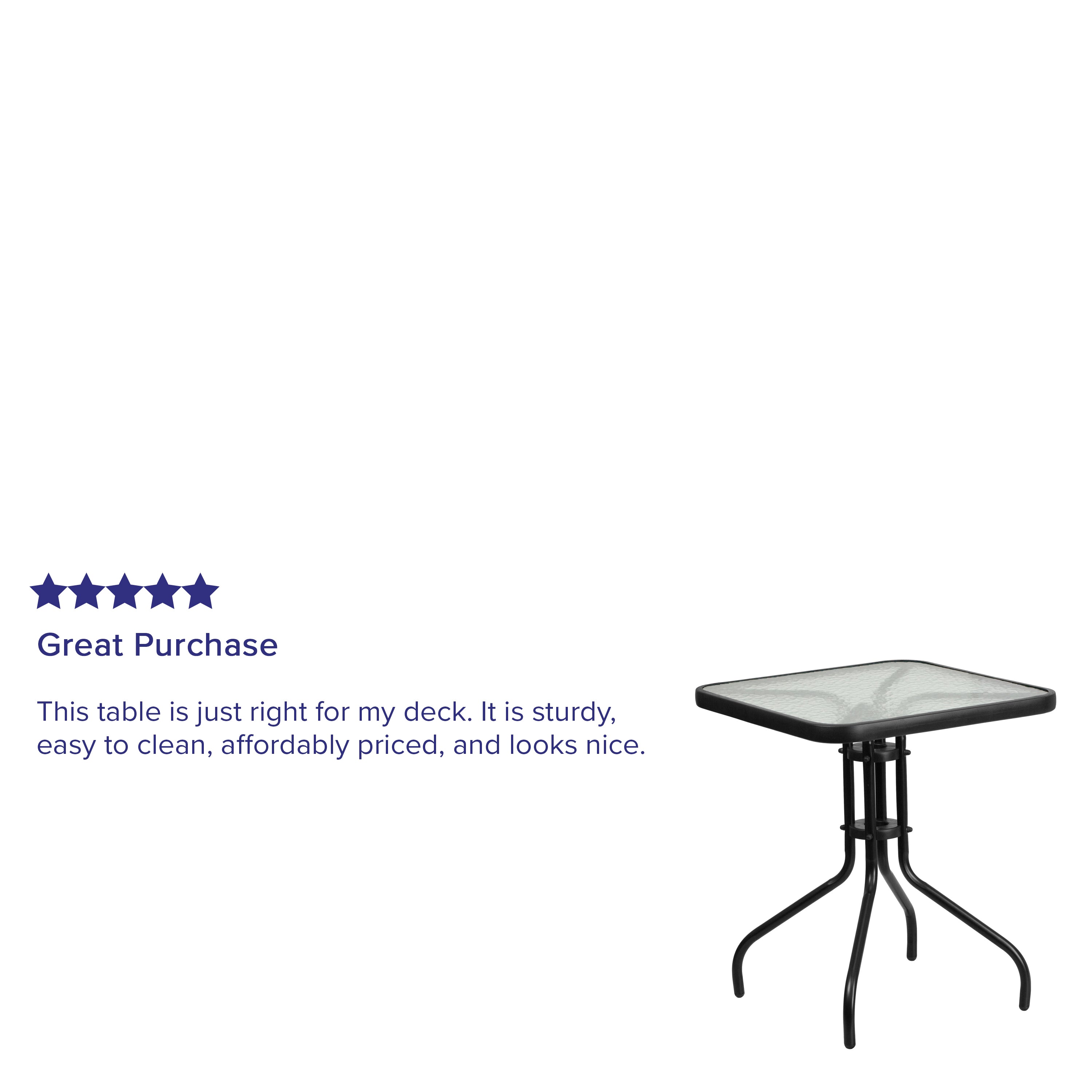 Barker 23.5'' Square Tempered Glass Metal Table