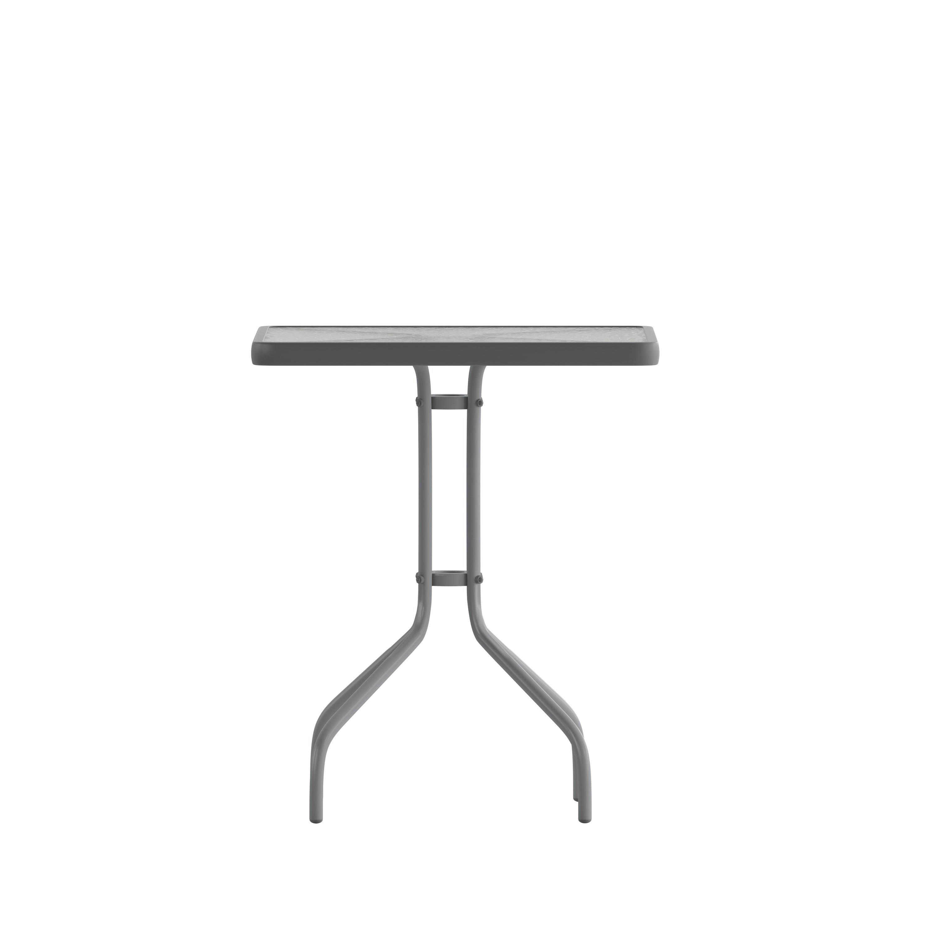 Barker 23.5'' Silver Square Tempered Glass Metal Table