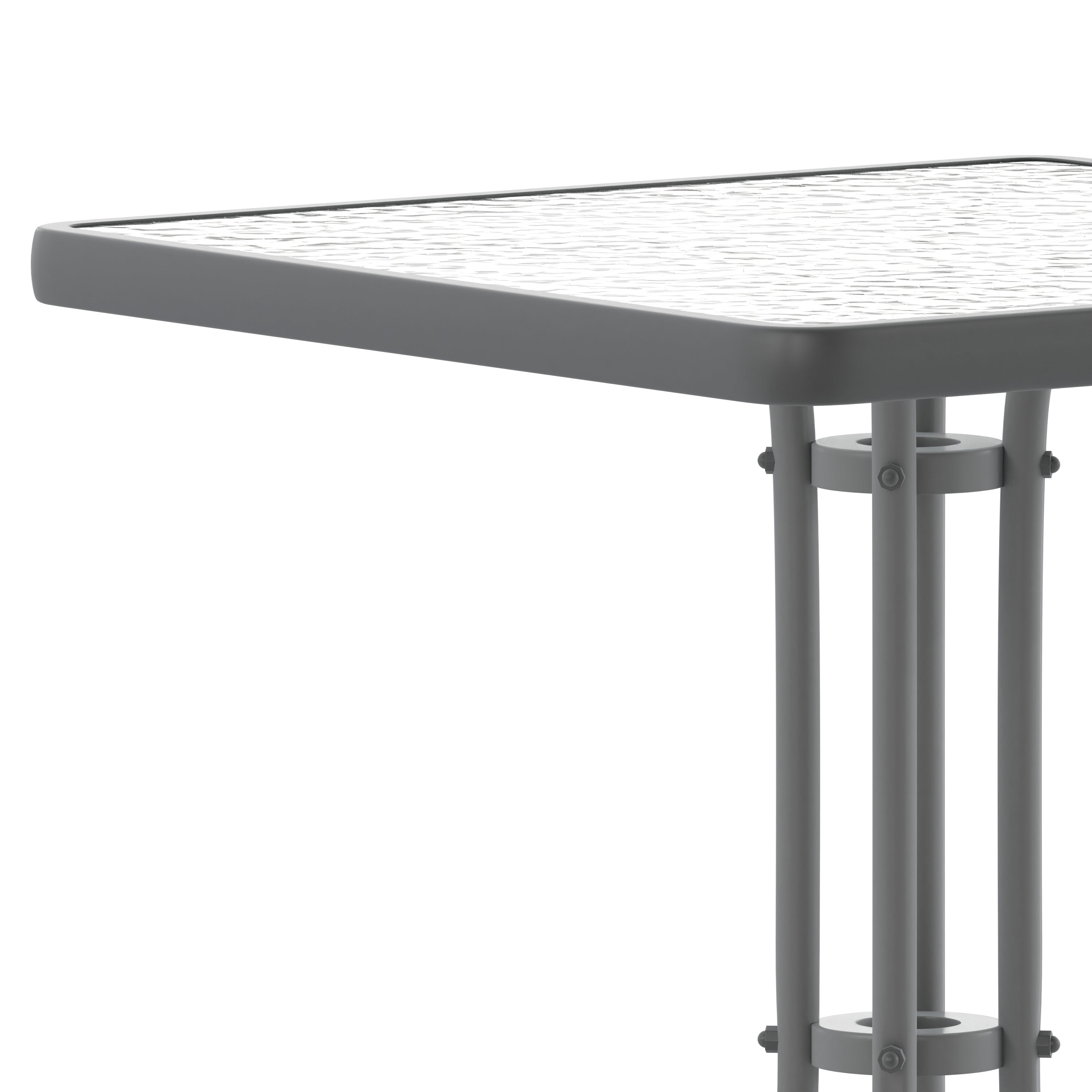 Barker 23.5'' Silver Square Tempered Glass Metal Table