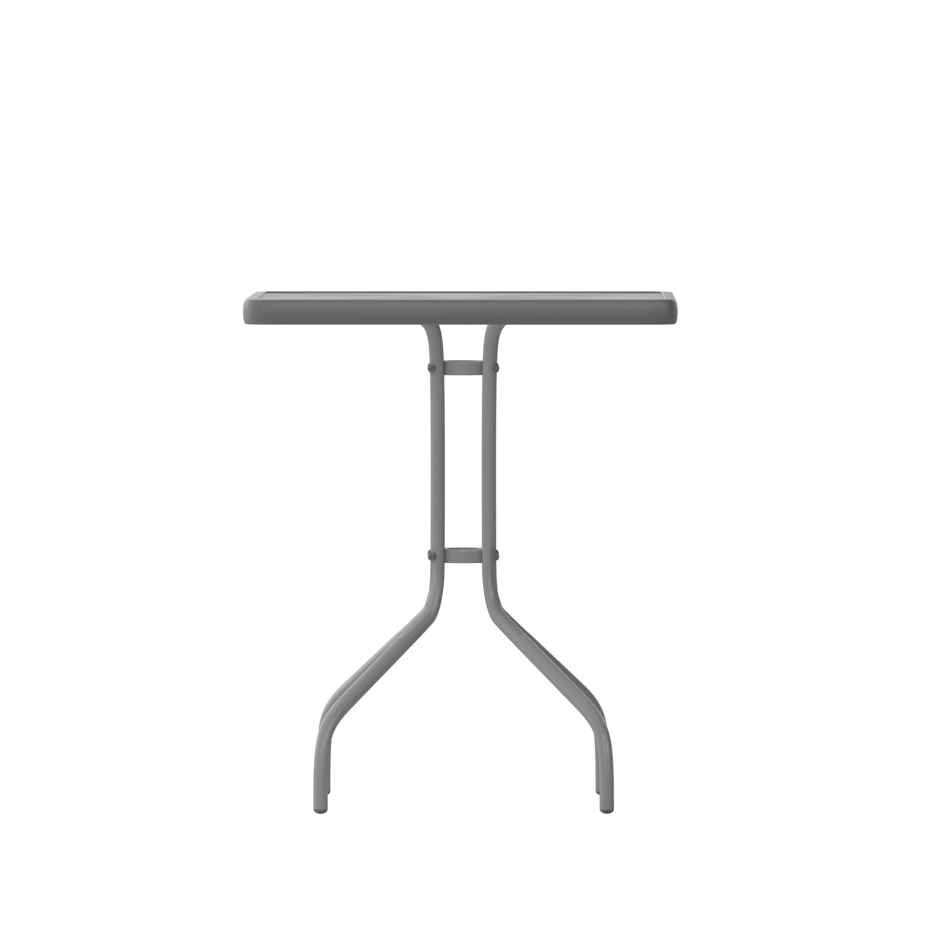Barker 23.5'' Silver Square Tempered Glass Metal Table