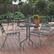 Barker 23.5'' Silver Square Tempered Glass Metal Table
