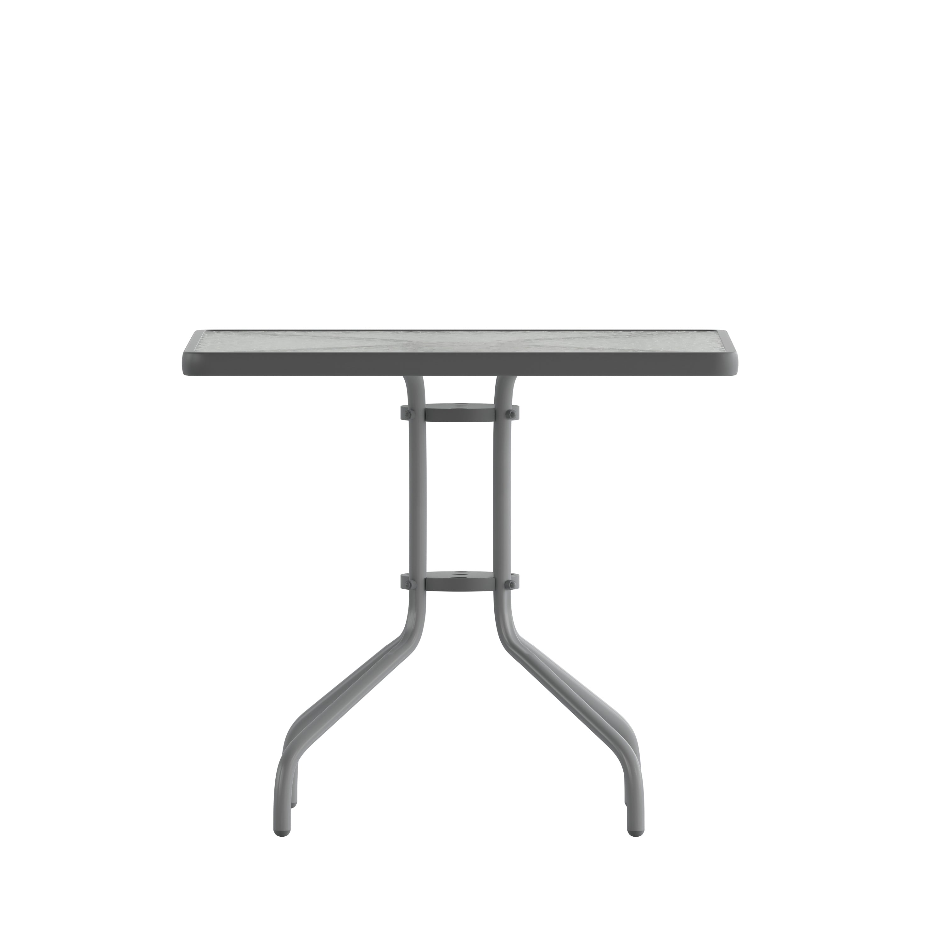 Barker 31.5'' Silver Square Tempered Glass Metal Table