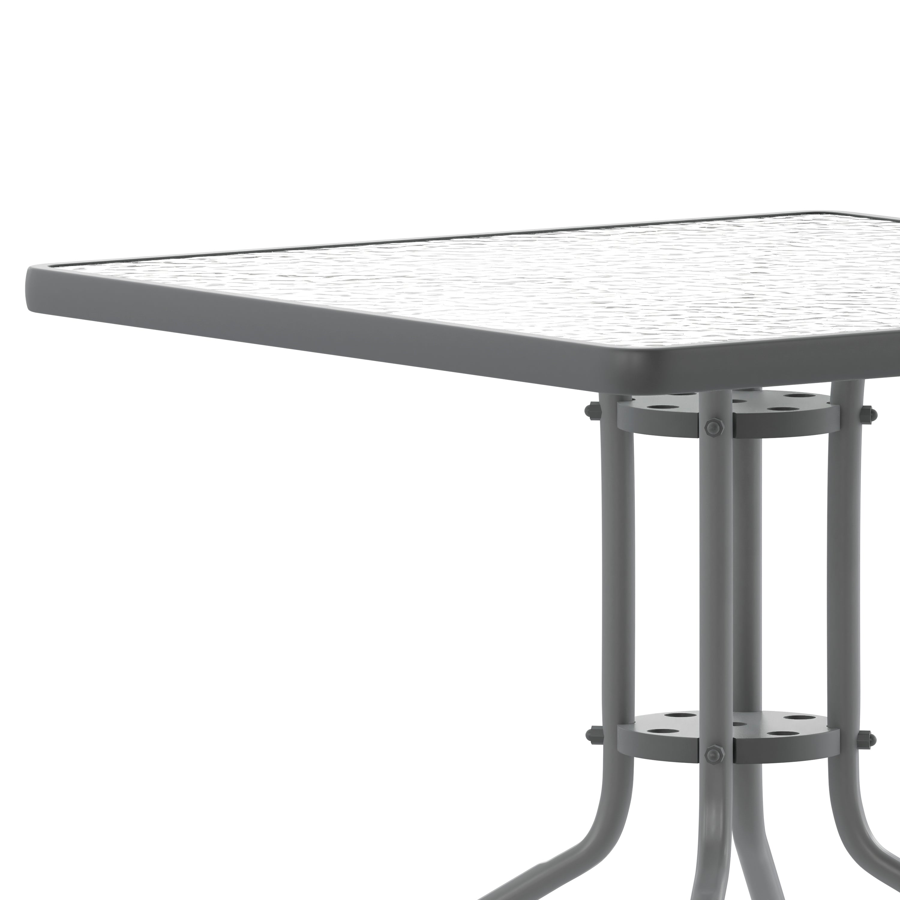 Barker 31.5'' Silver Square Tempered Glass Metal Table